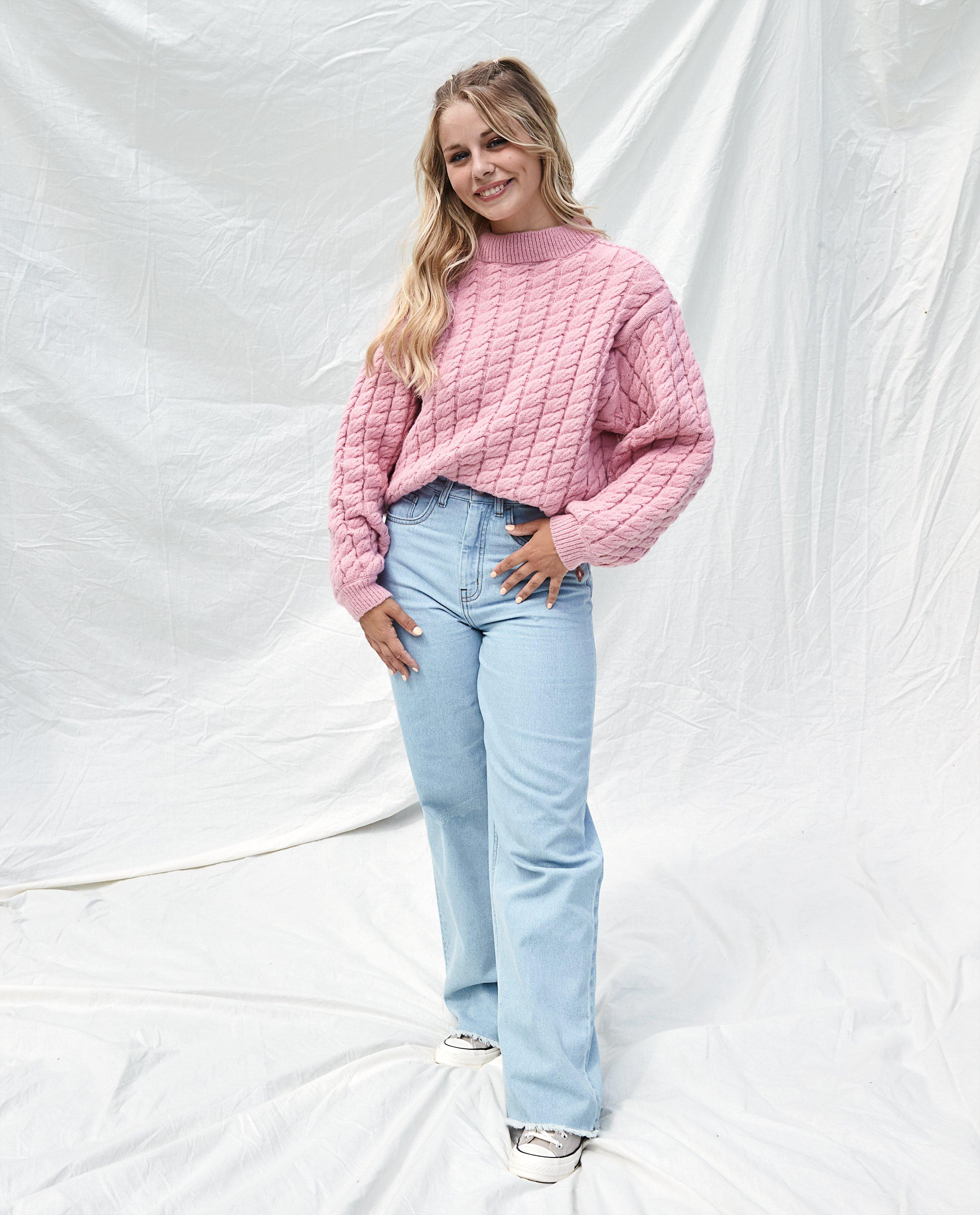 Pull rose à torsades - null - Steffi Mercie