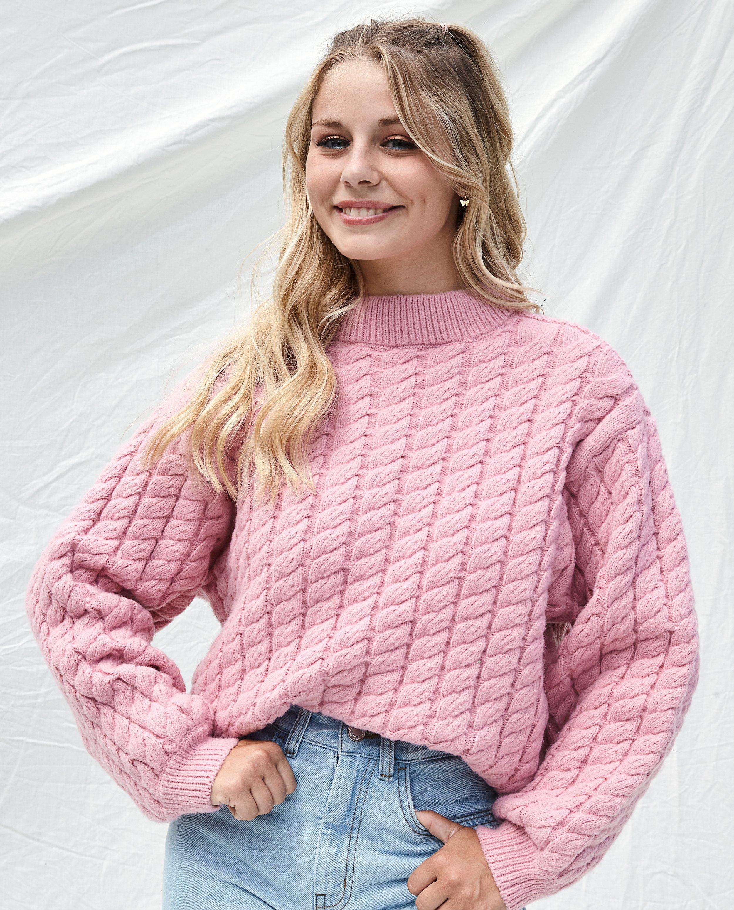 Pulls - Pull rose à torsades
