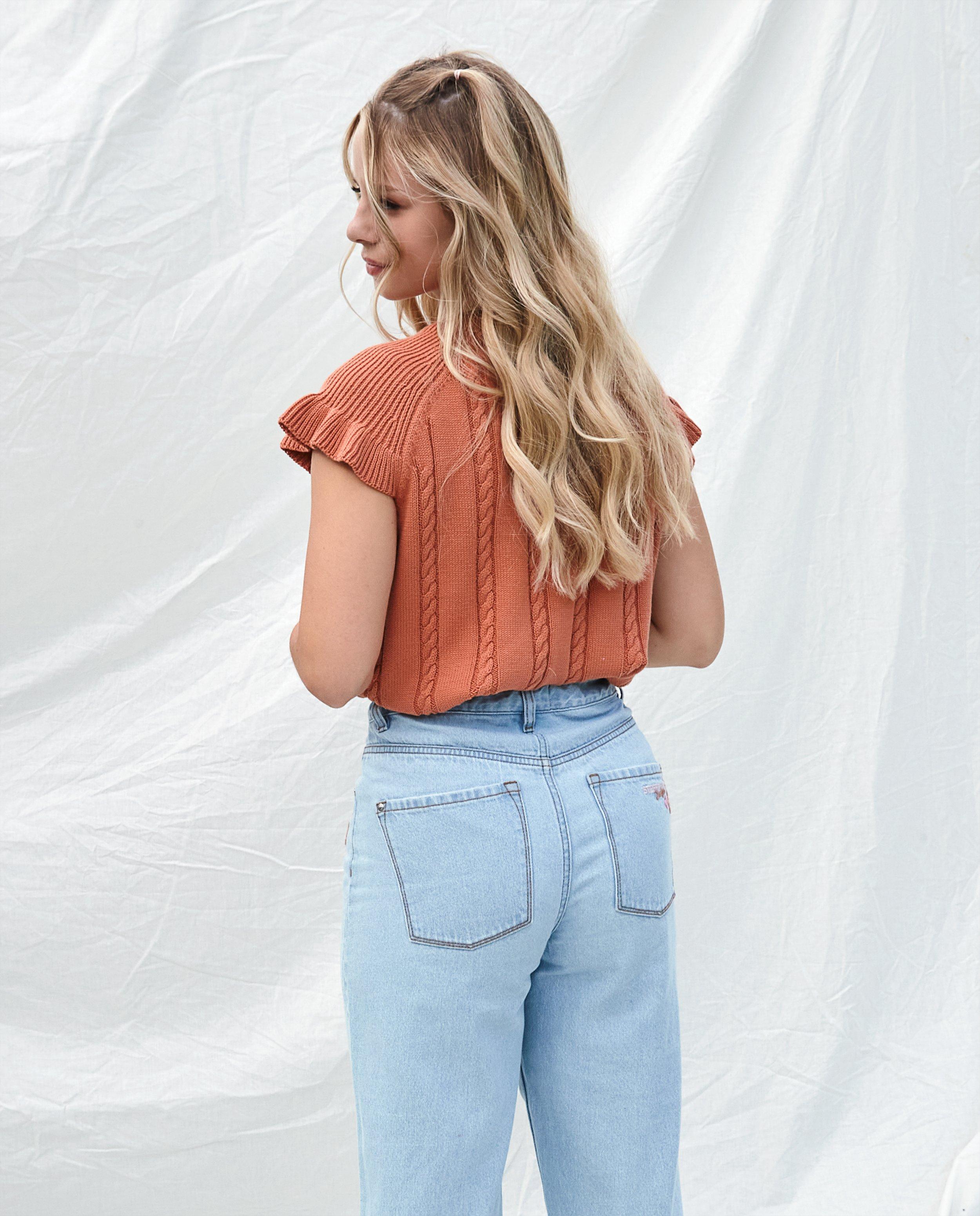 Pulls - Pull orange à torsades