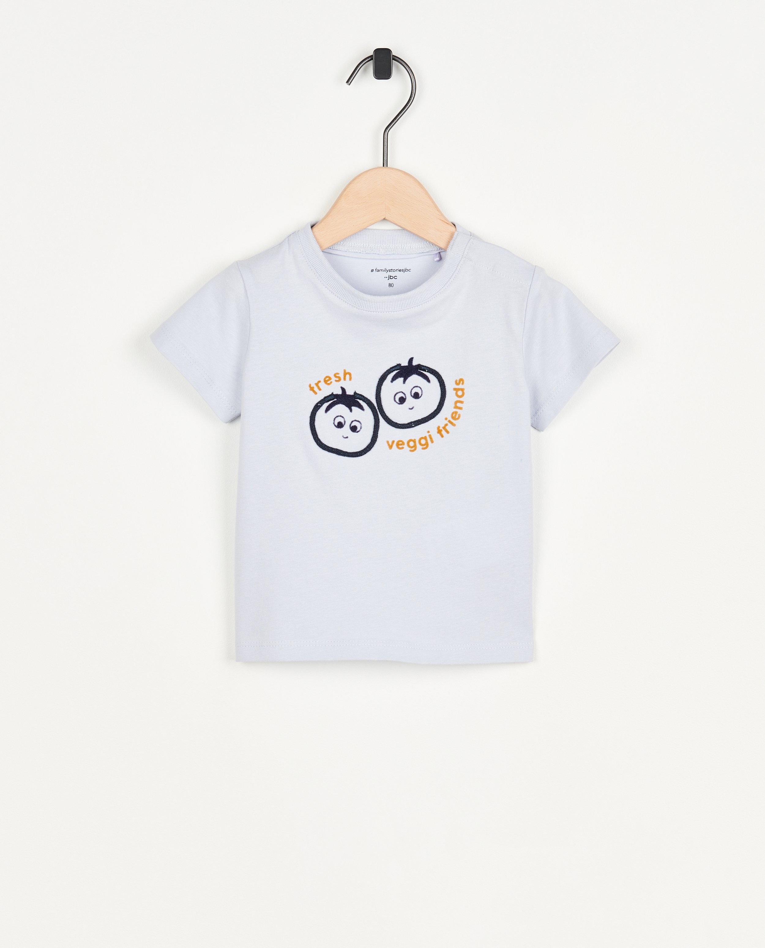 Lichtblauw T-shirt met reliëf, baby - null - Familystories