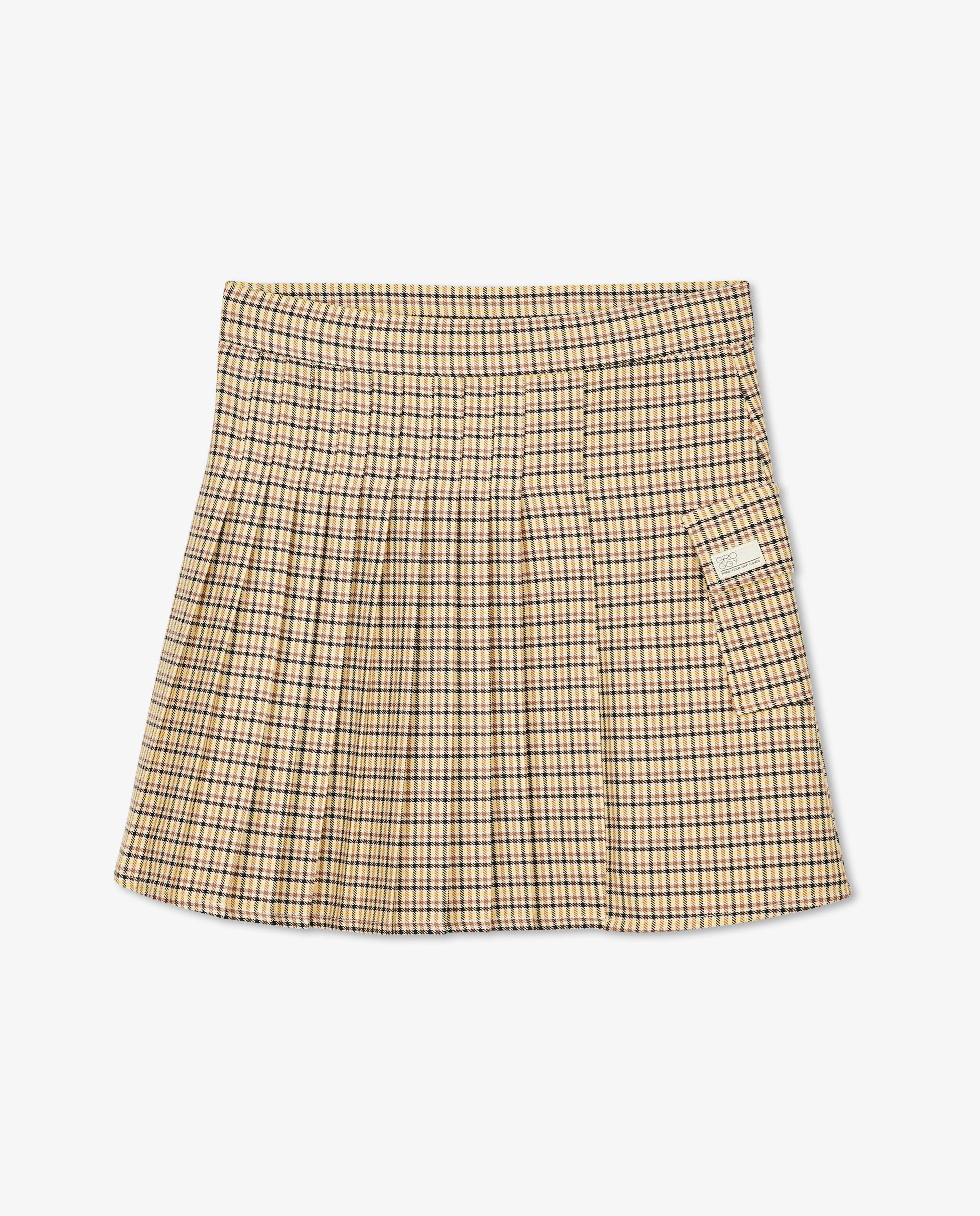 Jupe pliss&eacute;e &agrave; carreaux avec poche &agrave; rabat - D&eacute;tails du produit - brun - image num&eacute;ro 5