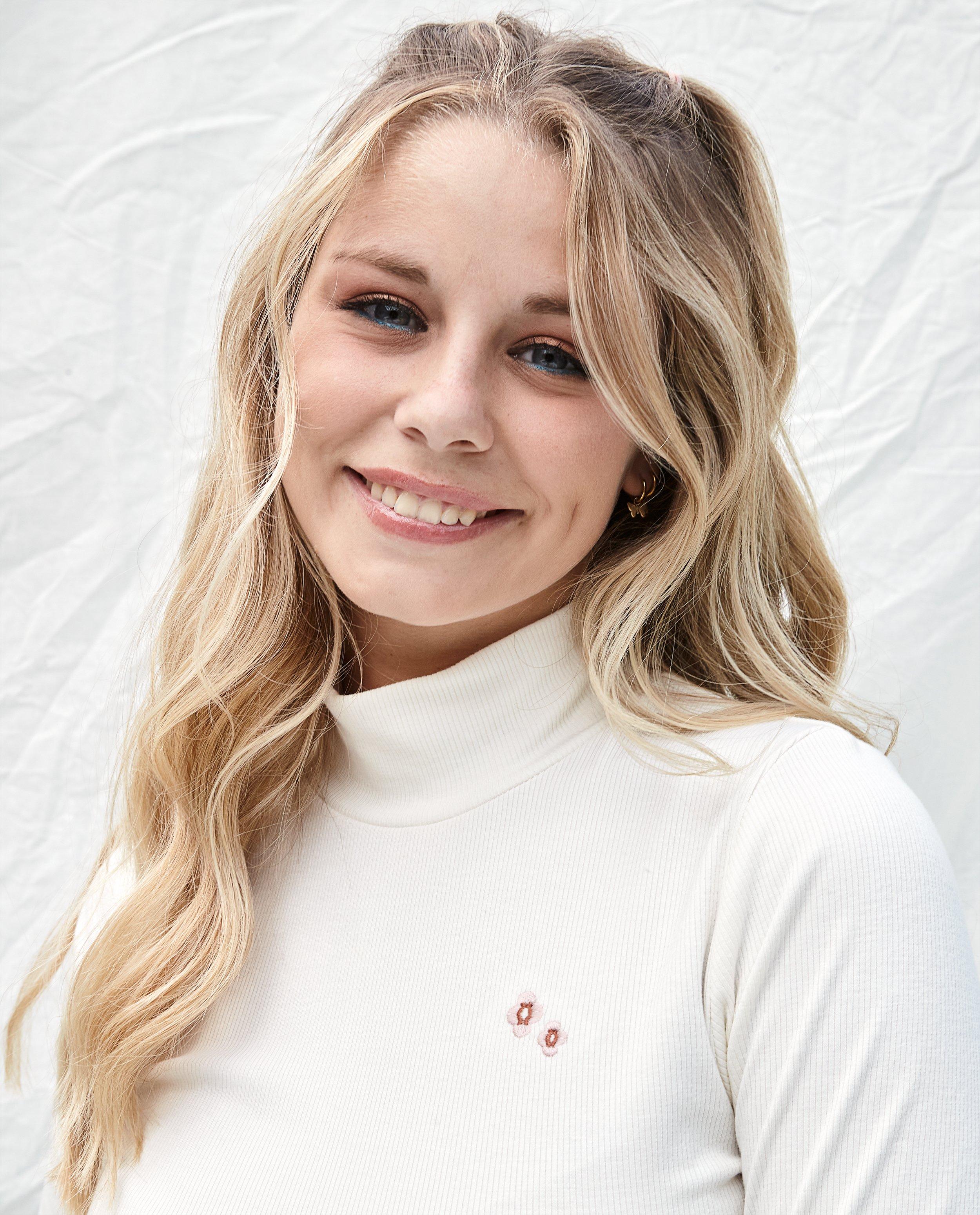 T-shirts - Ecru longsleeve met rib