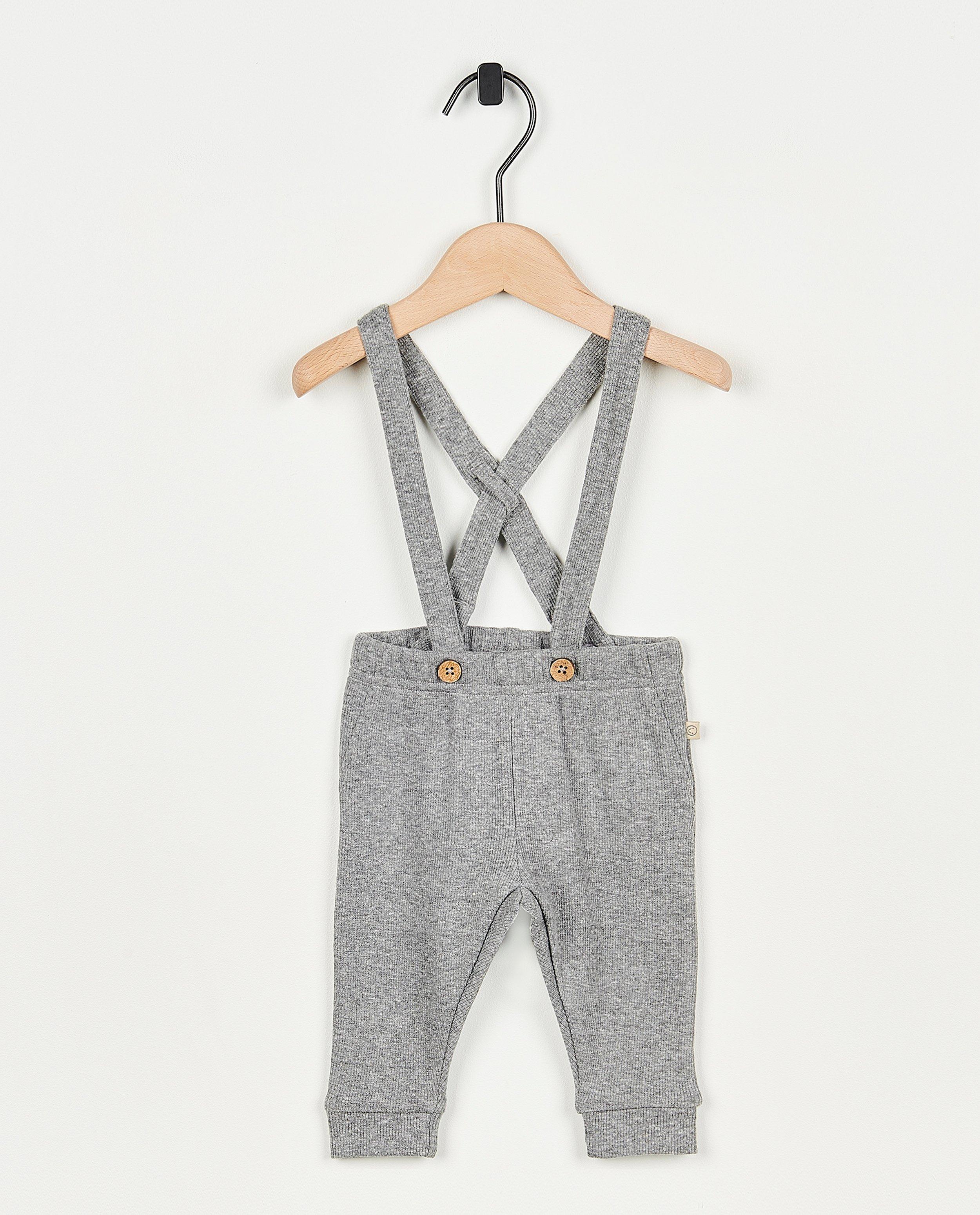 Pantalon gris à bretelles - null - Newborn 50-68