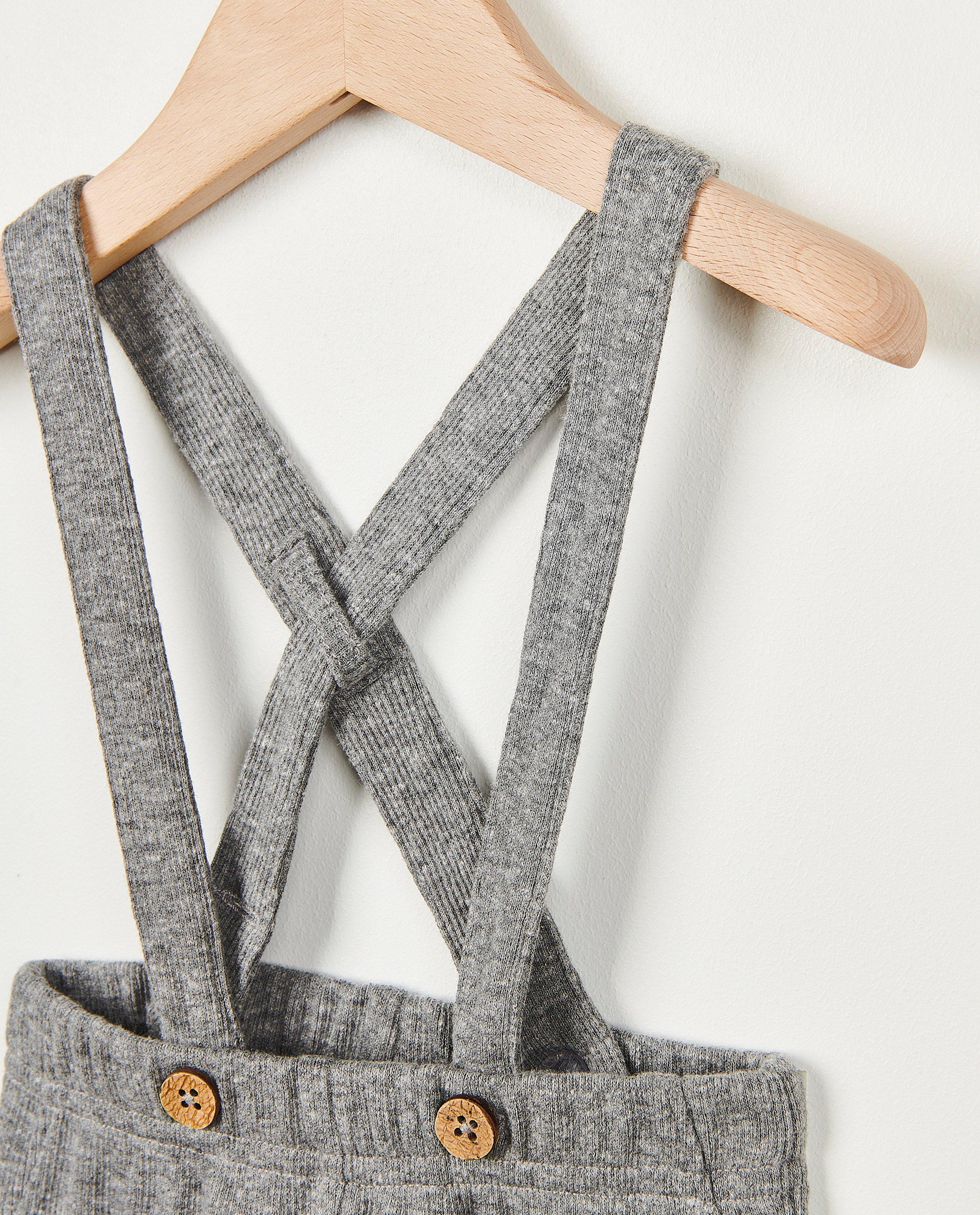 Leggings - Pantalon gris à bretelles