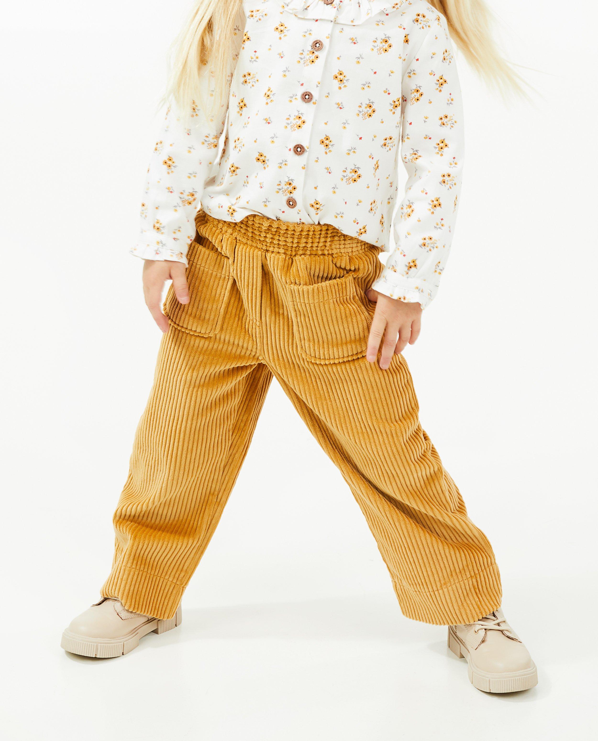 Broeken - Okergele broek van ribfluweel