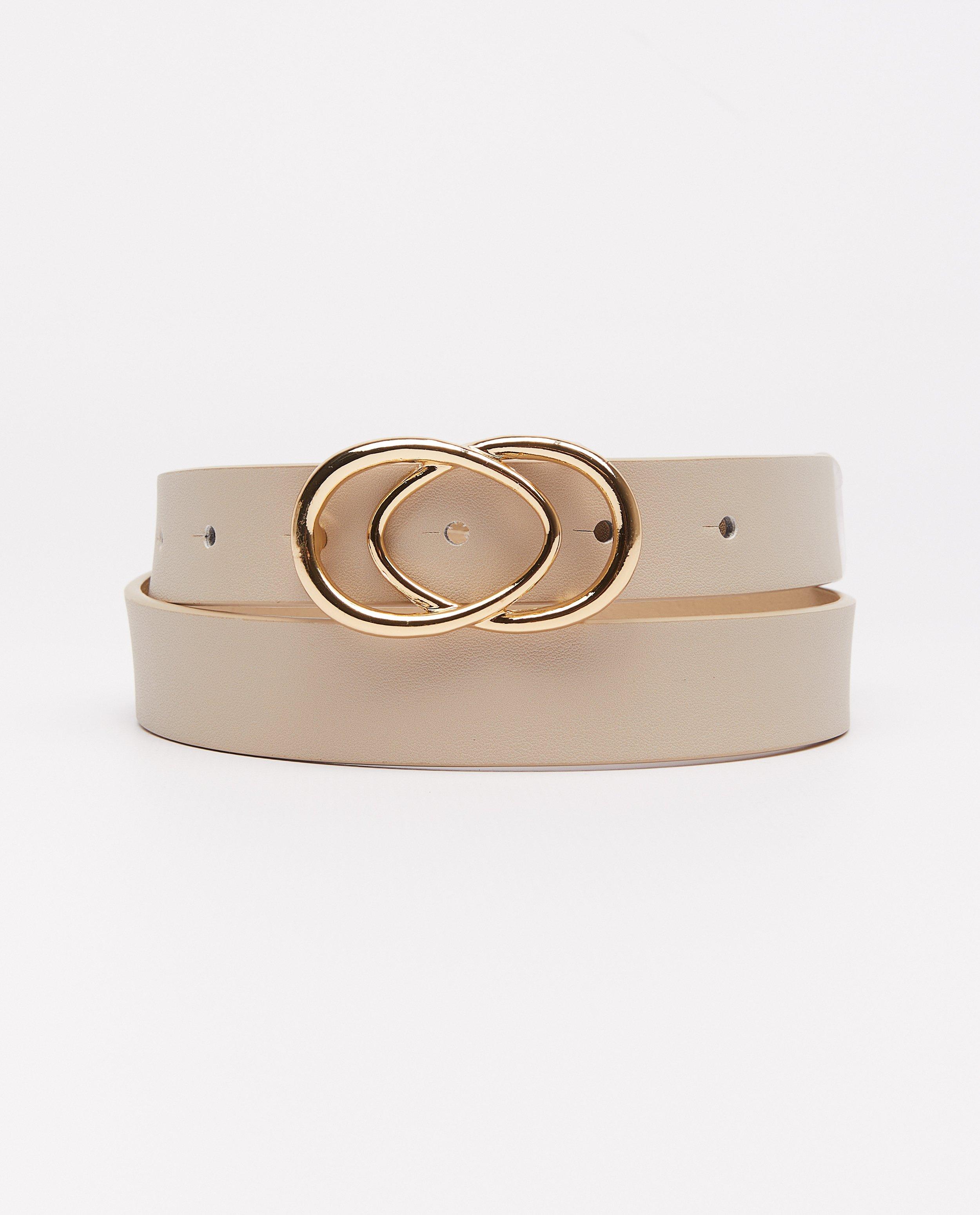 Beige riem met goudkleurige gesp - null - Pieces