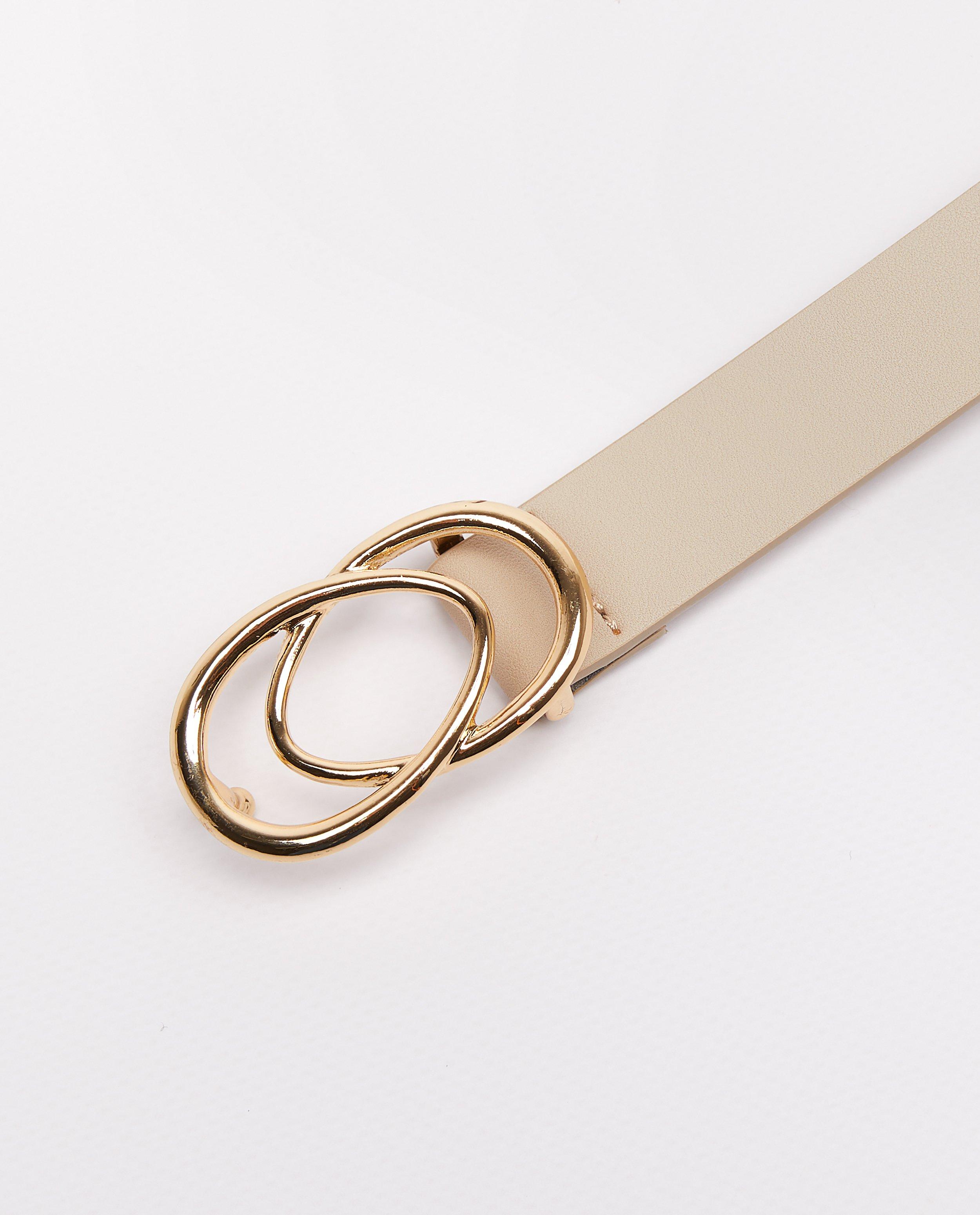 Riemen - Beige riem met goudkleurige gesp