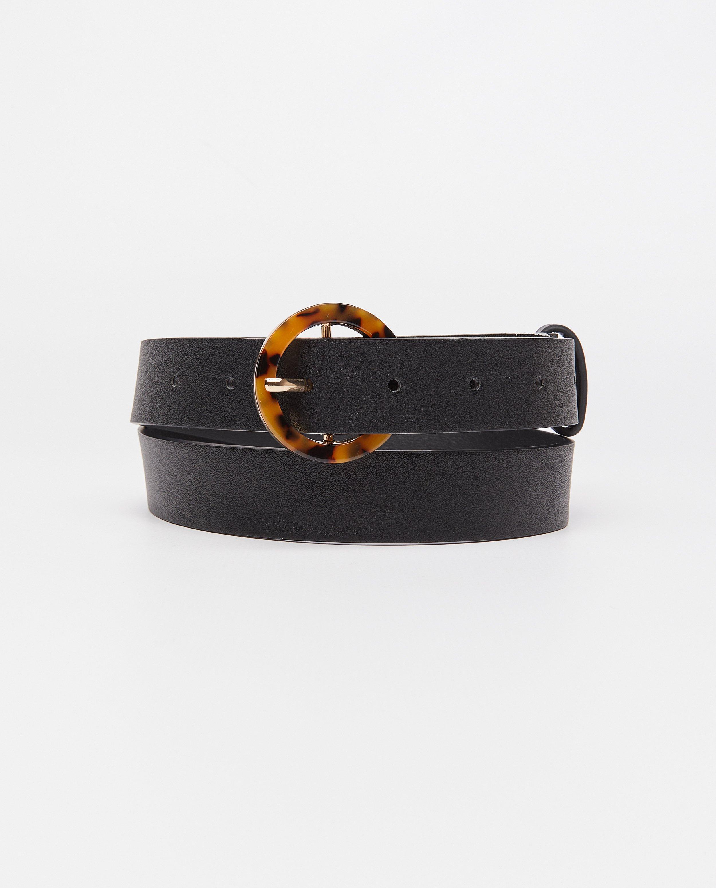 Ceinture noire avec une boucle en corne - null - Pieces