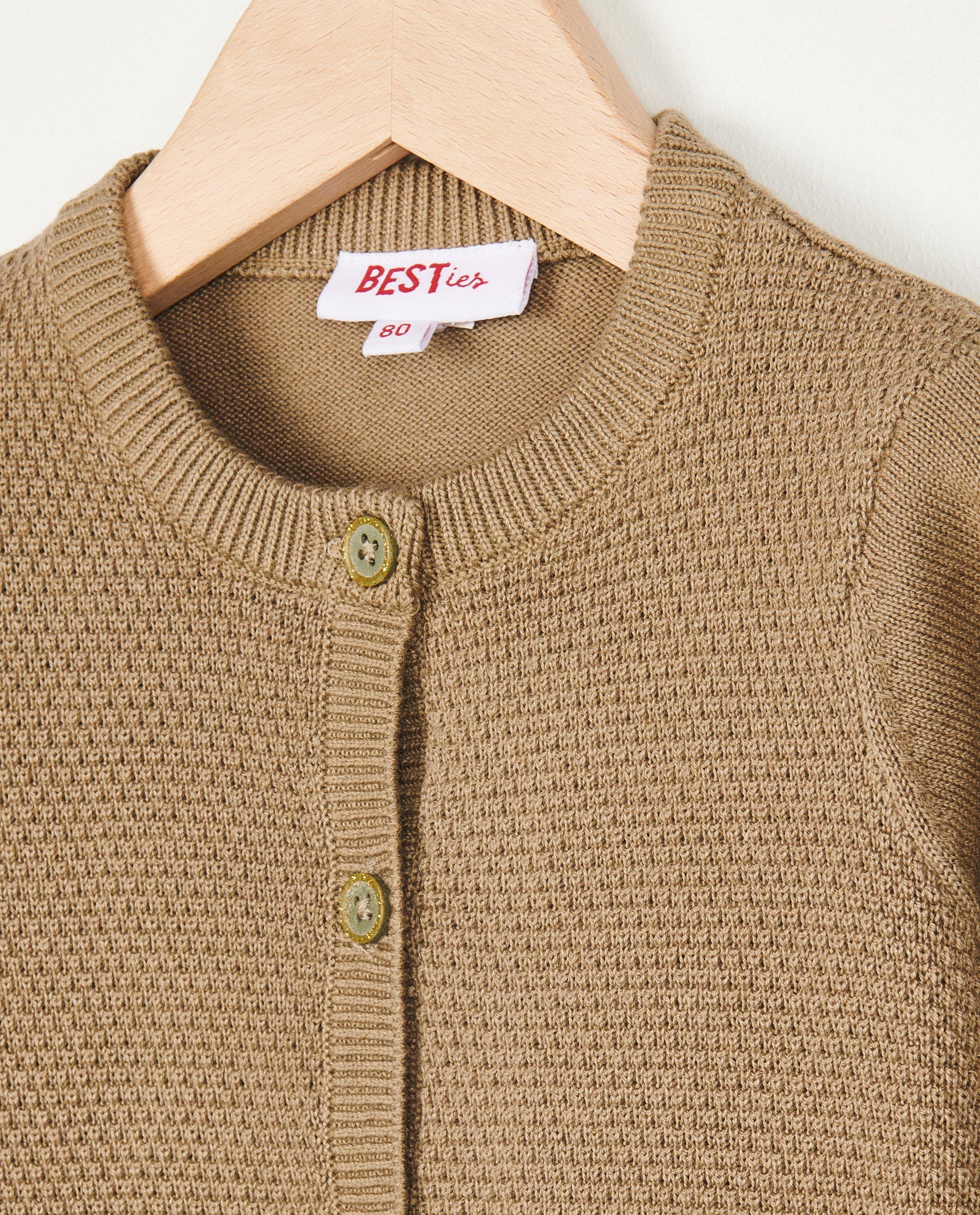 Cardigan - Kakigroene cardigan met structuur