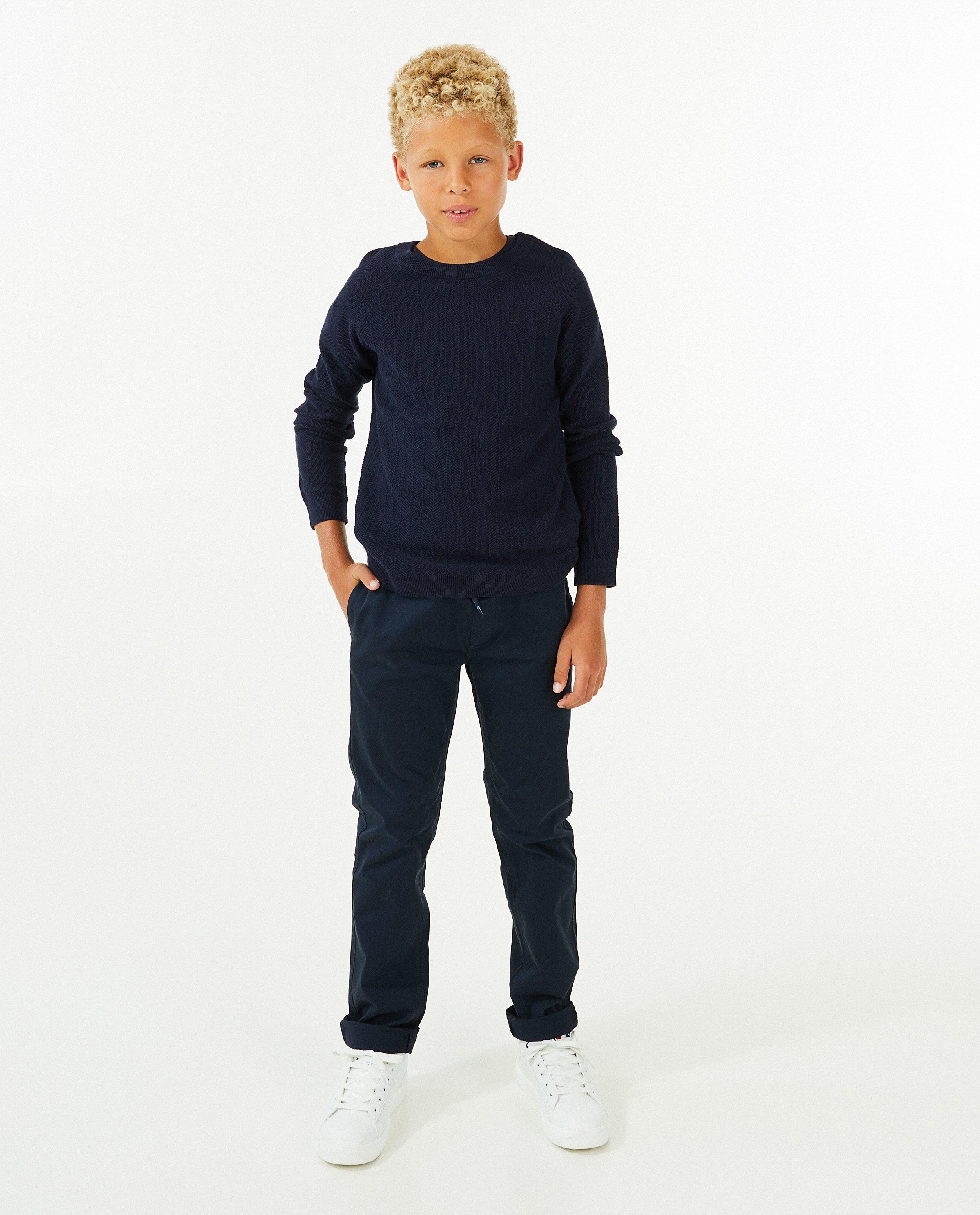 Donkerblauwe trui met patroon - null - Fish & Chips