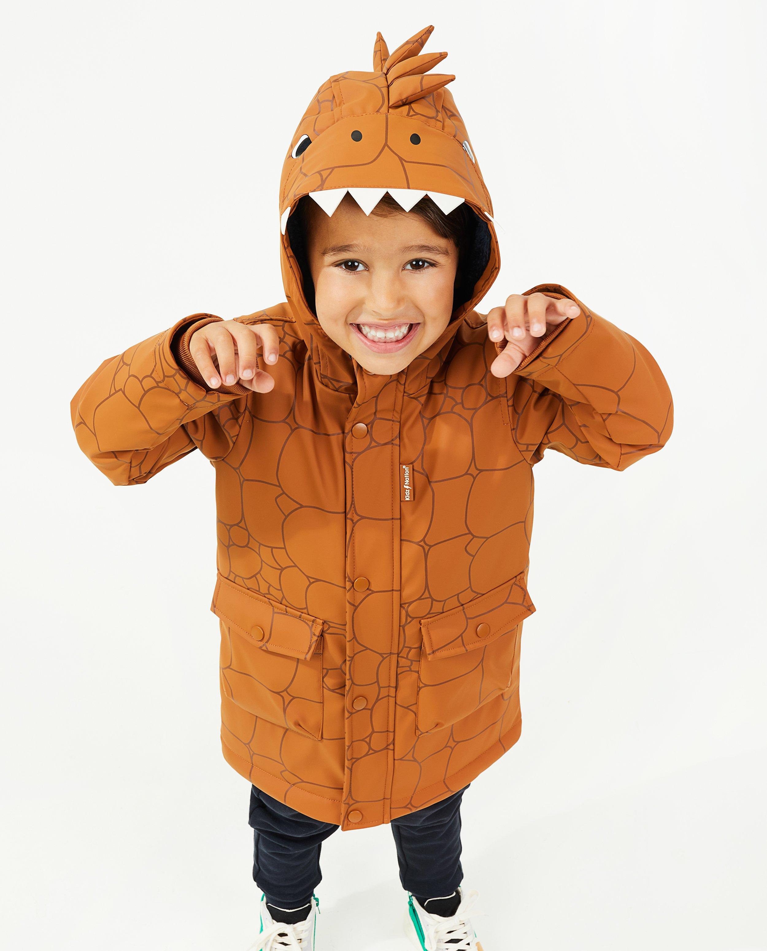 Trenchcoats - Oranje jas met dinoprint