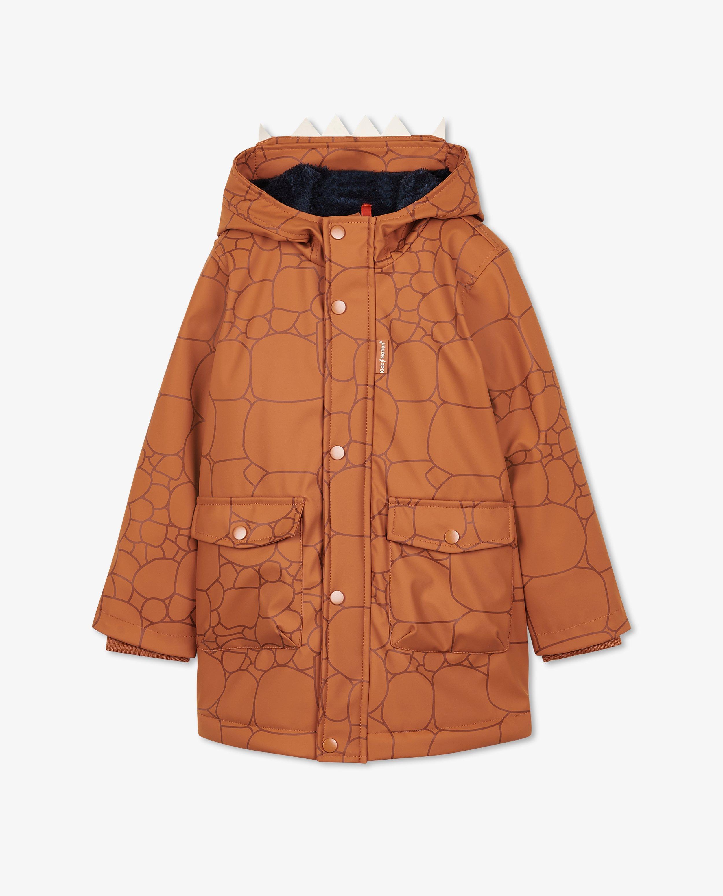 Trenchcoats - Oranje jas met dinoprint
