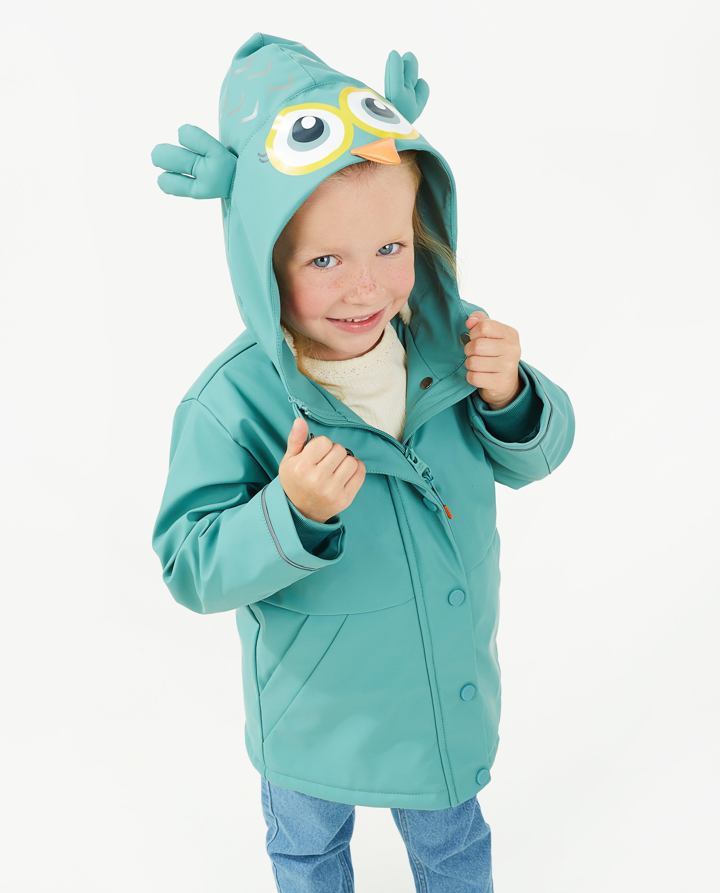 Poncho's en teddy's - Blauwe rubberjas met vogelprint