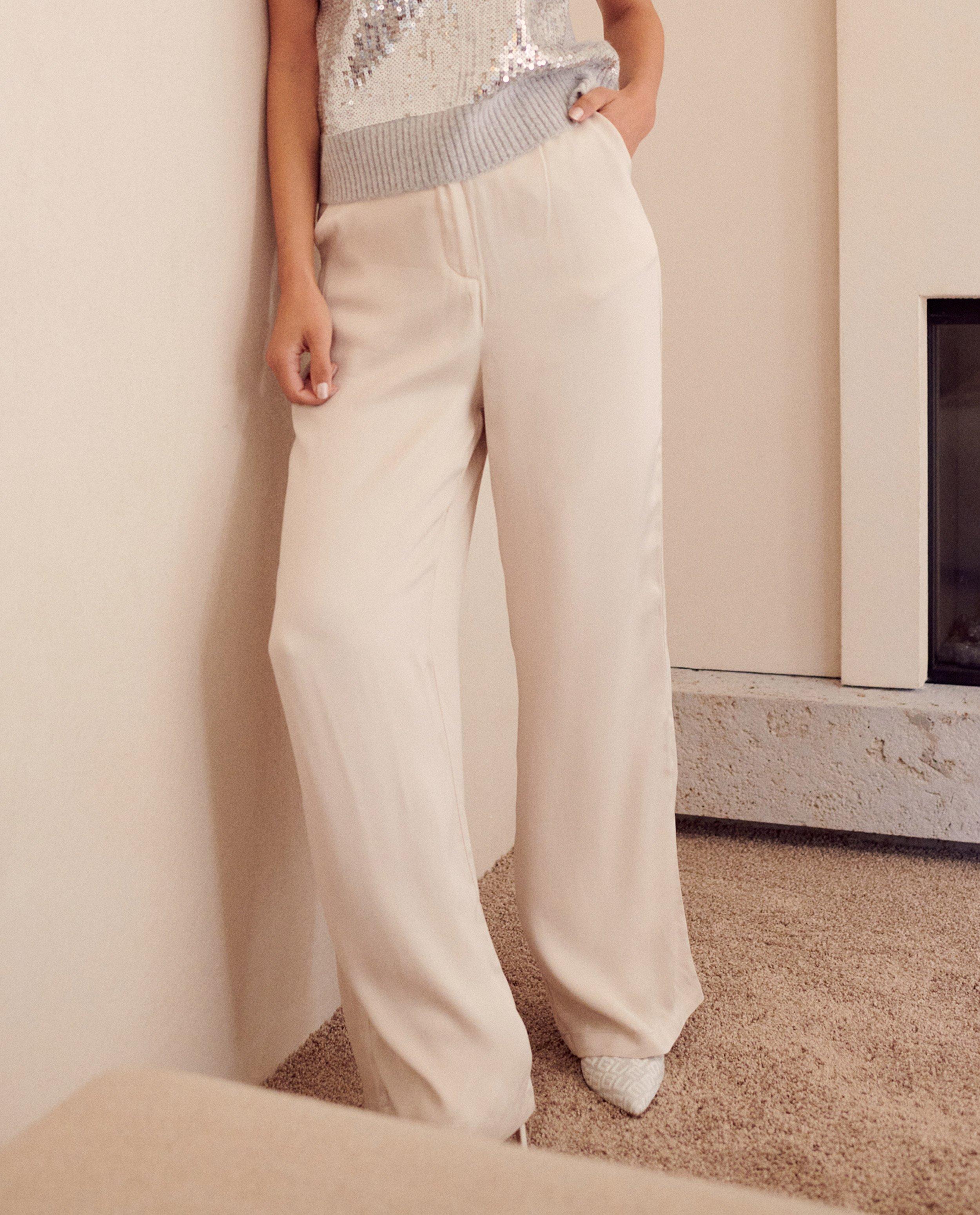 Pantalons - Pantalon beige clair à jambes larges