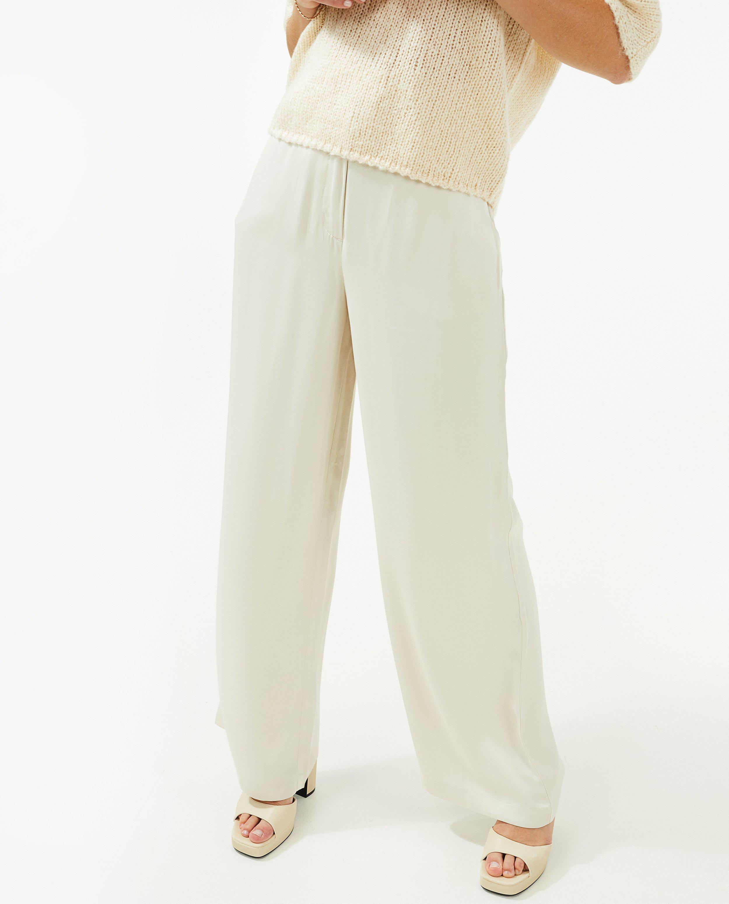 Pantalons - Pantalon beige clair à jambes larges
