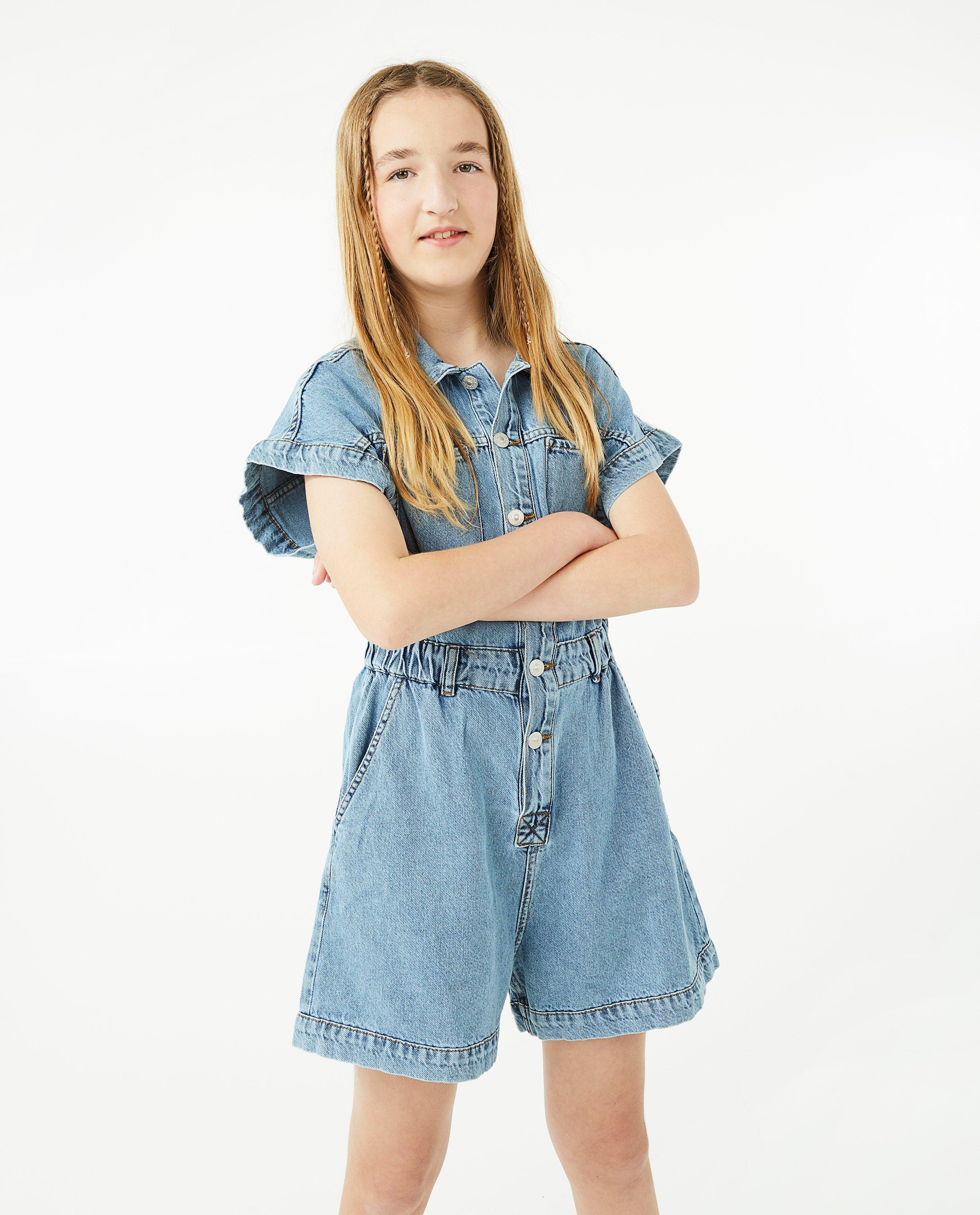 Jumpsuit - Blauwe jumpsuit met elastische tailleboord