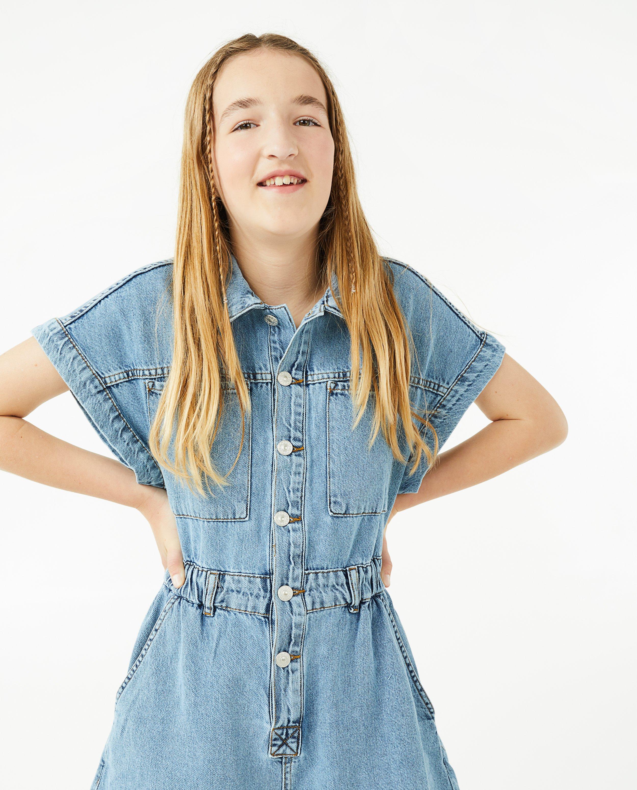 Jumpsuit - Blauwe jumpsuit met elastische tailleboord