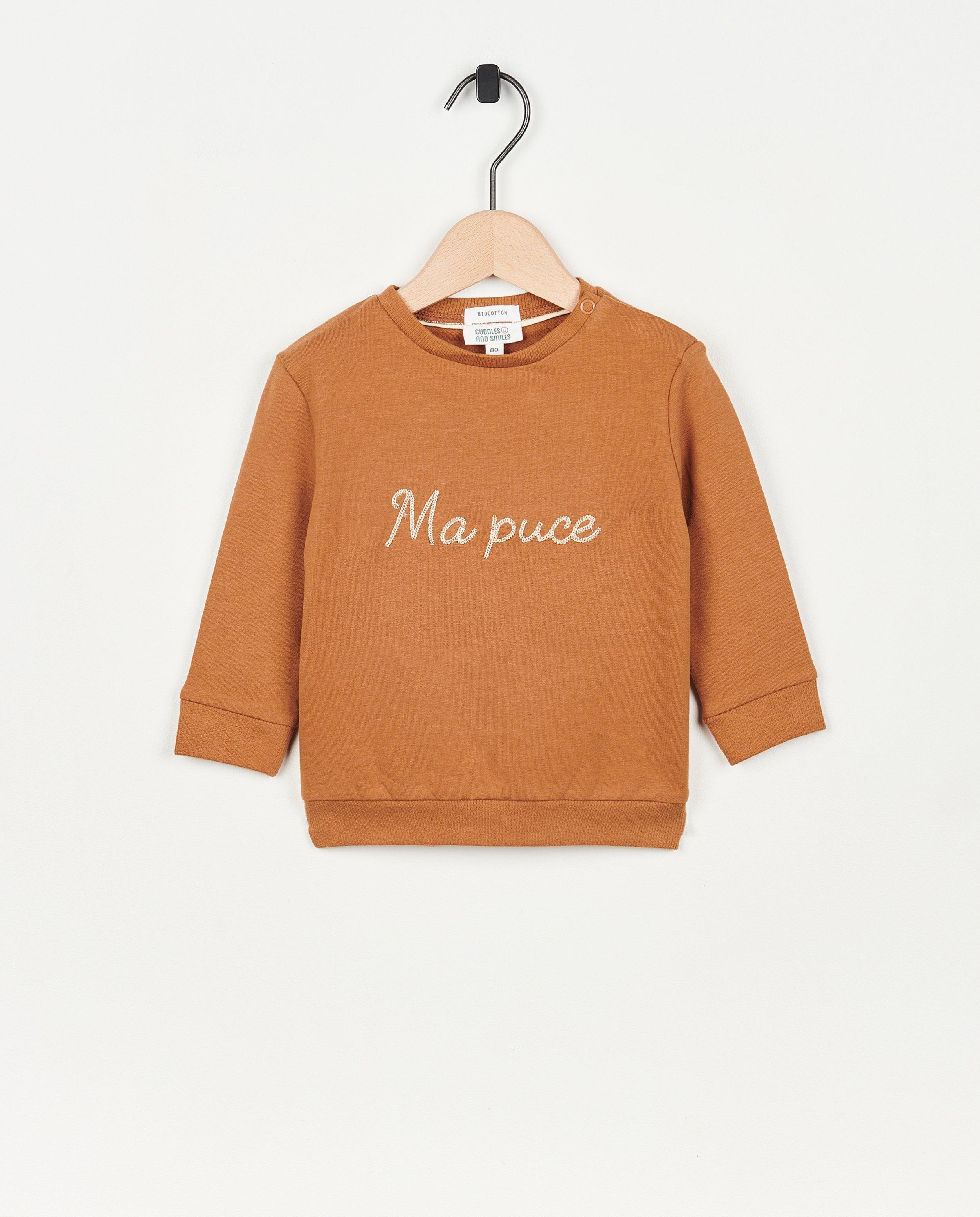 Sweat brun avec une inscription (FR) - null - Cuddles and Smiles