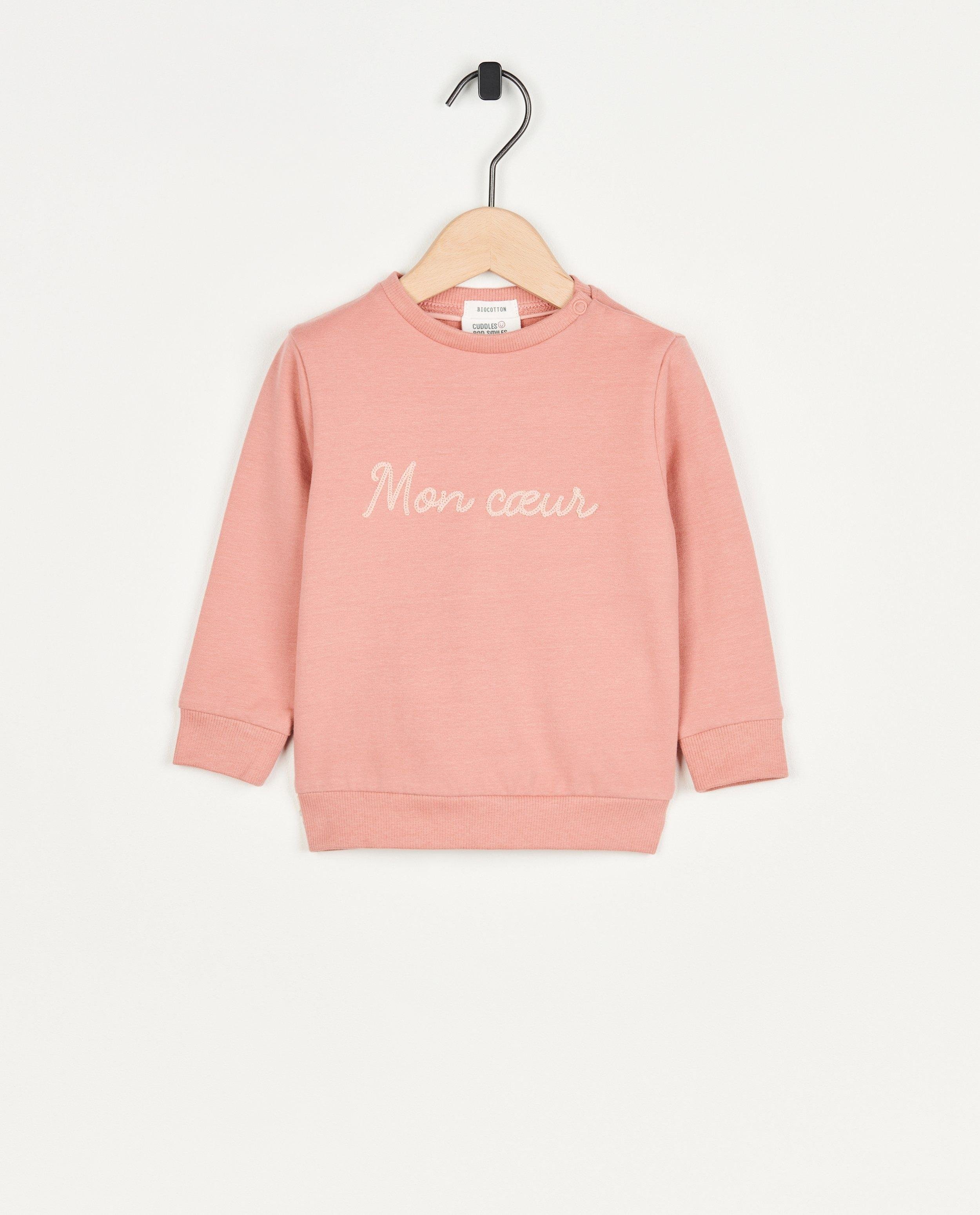 Roze sweater met opschrift (FR) - null - Cuddles and Smiles