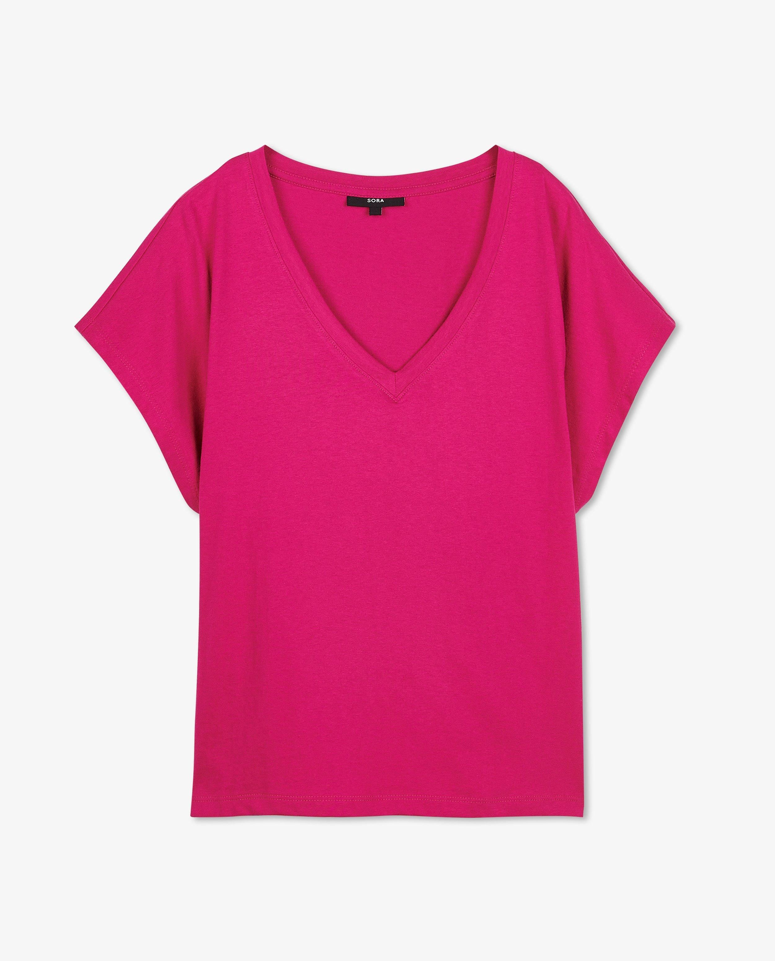Fuchsia T-shirt met V-hals - Product Detail - rood - afbeelding nummer 5