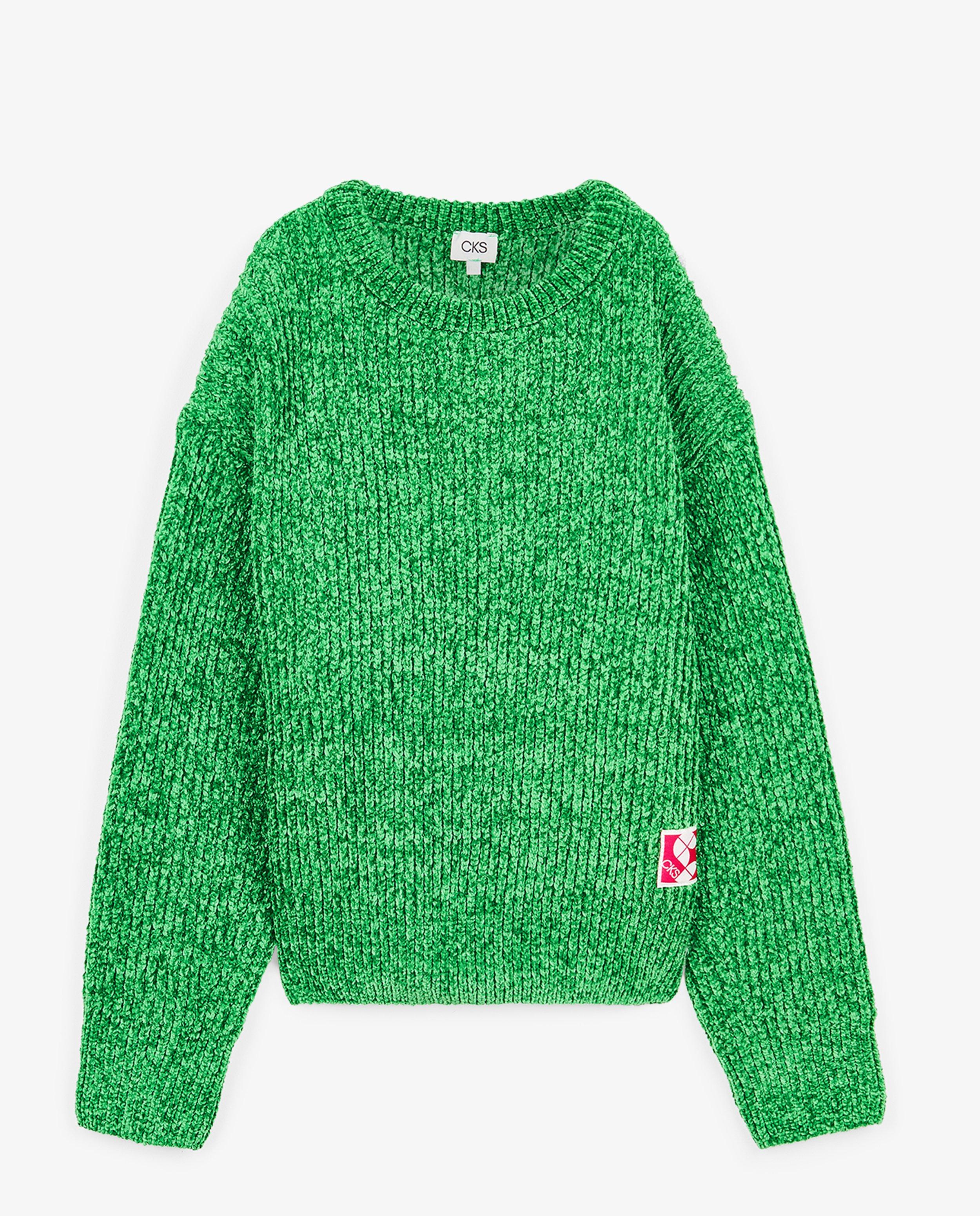 Pull vert en fil chenille - null - CKS