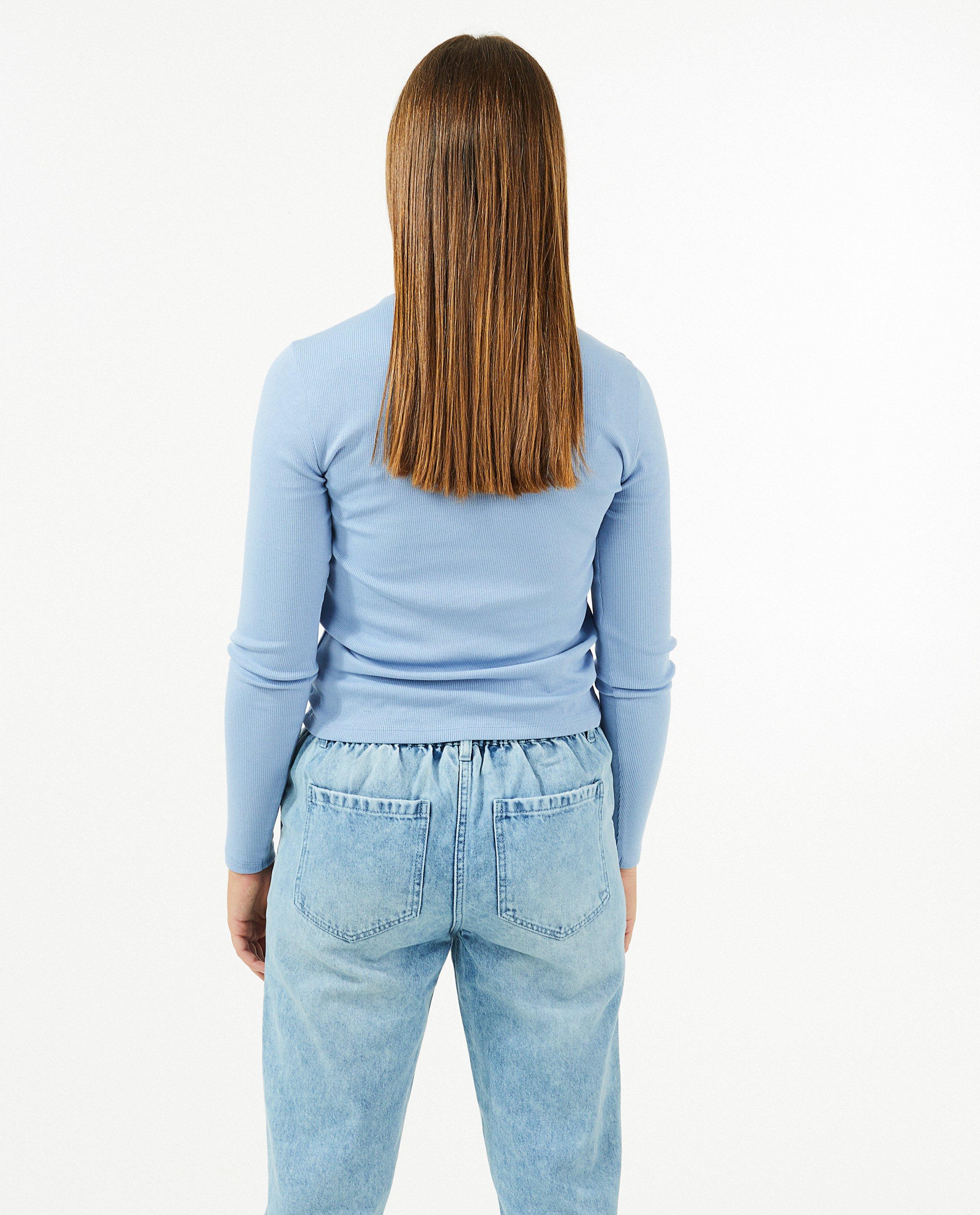 T-shirts - Bruine longsleeve met rib