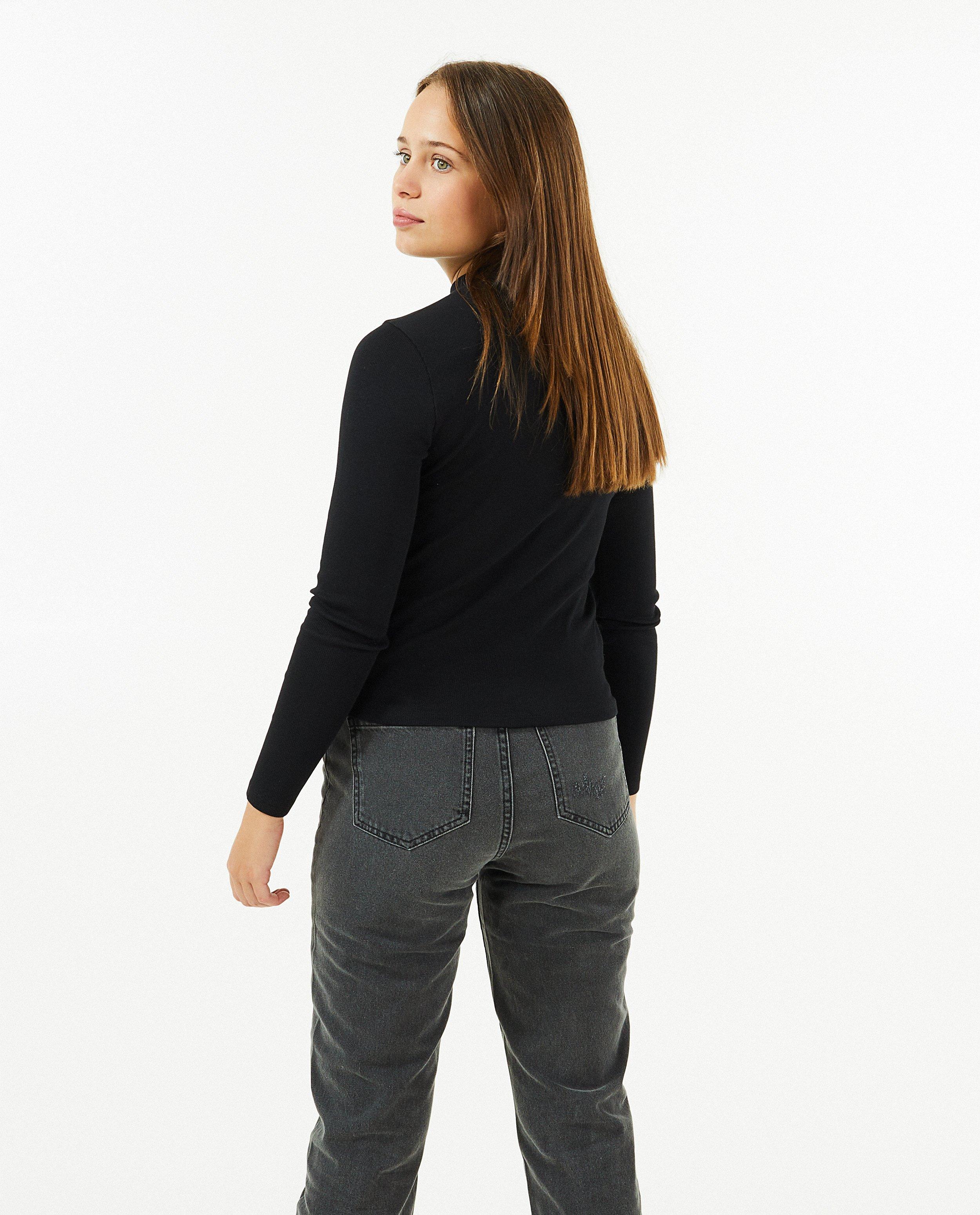 T-shirts - Bruine longsleeve met rib