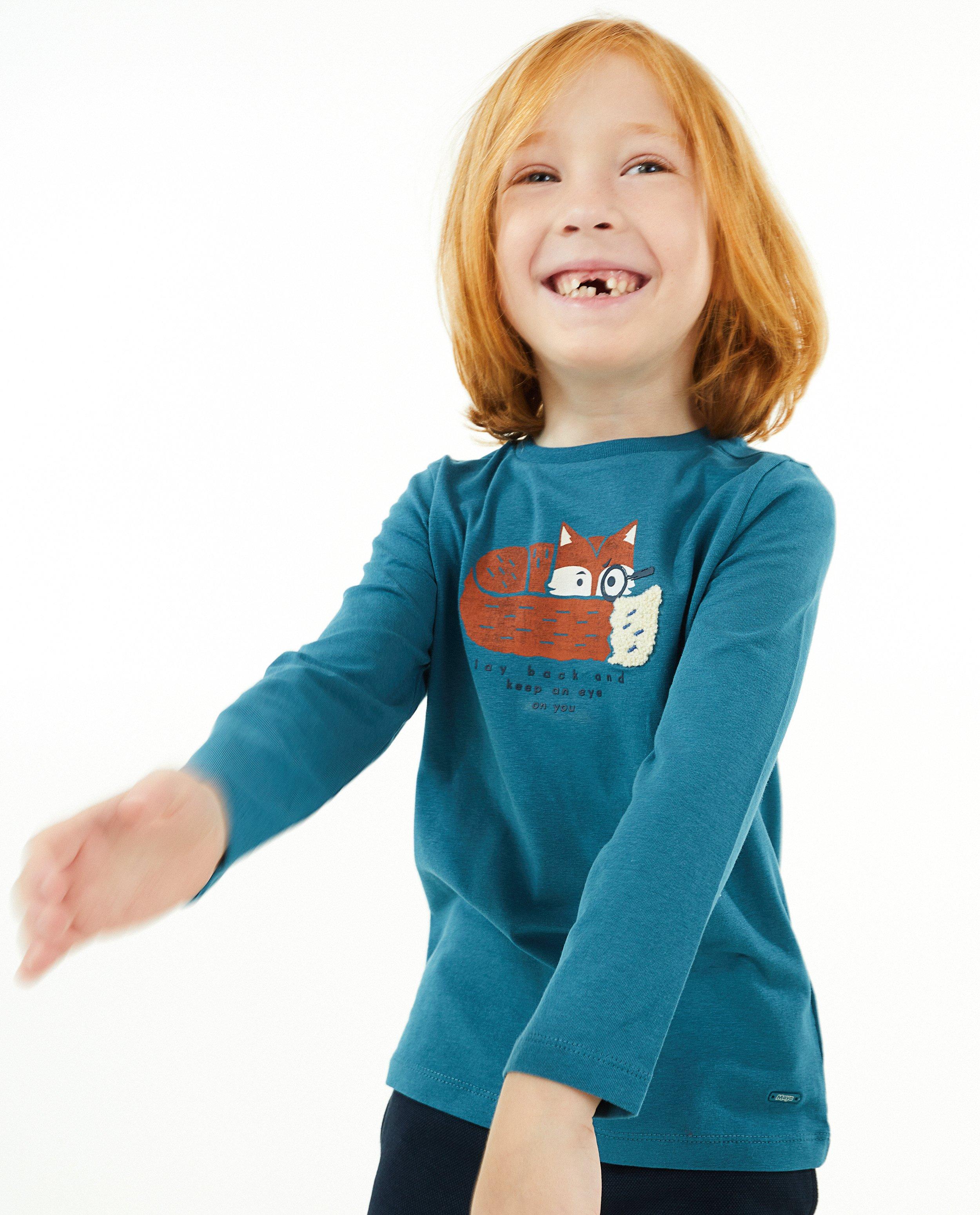 T-shirts - Blauwe longsleeve met print