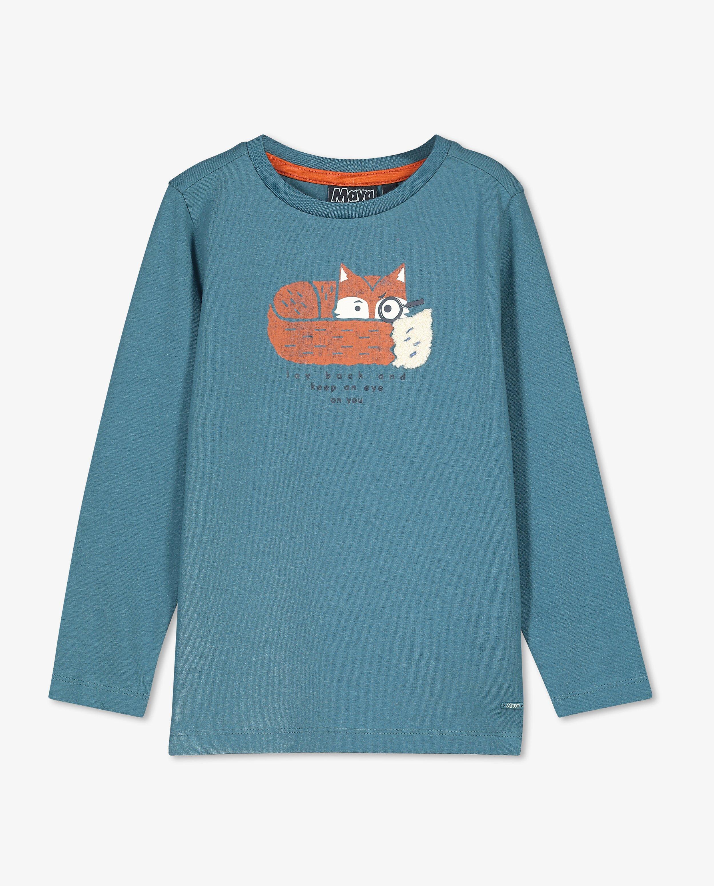 T-shirts - Blauwe longsleeve met print