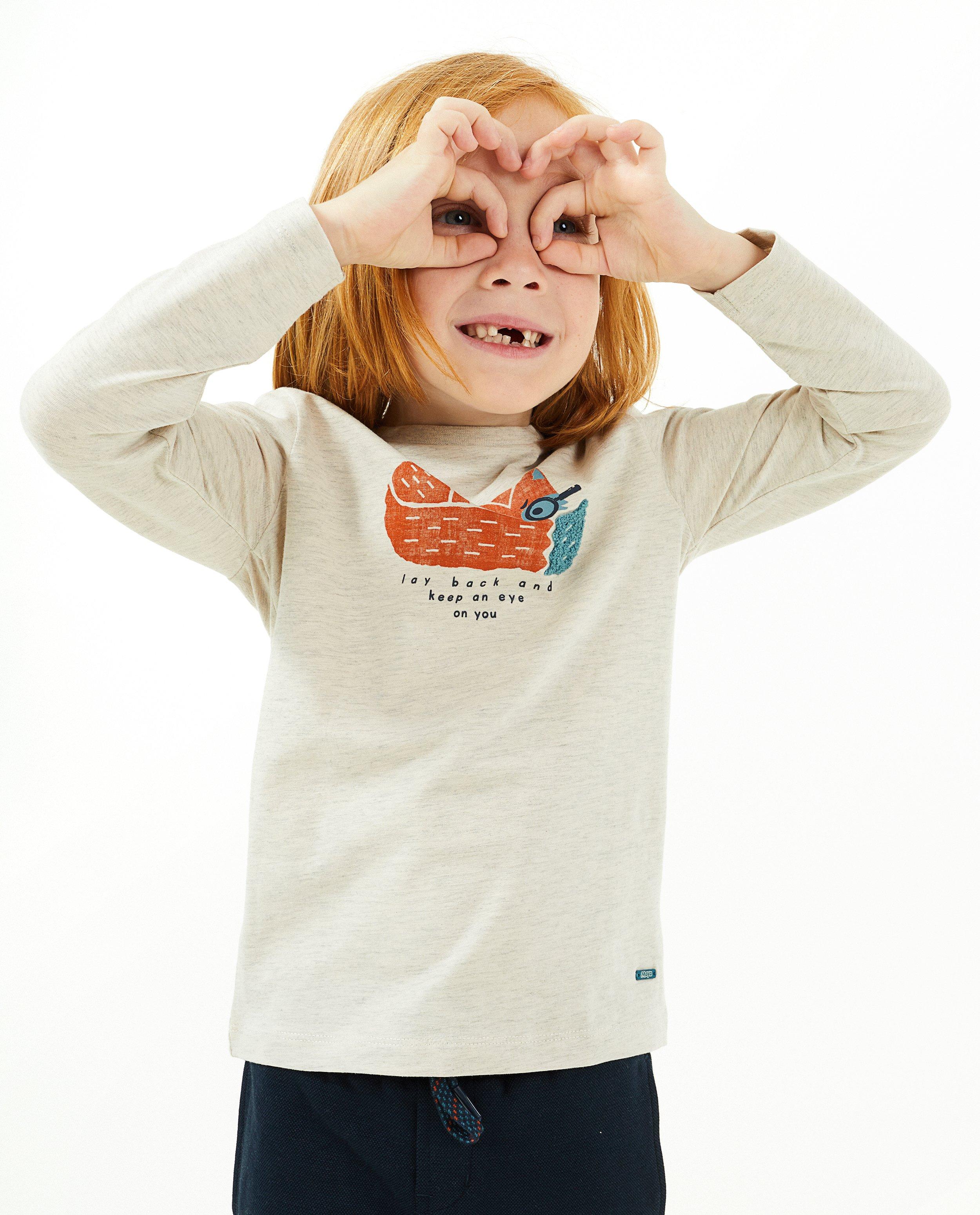 T-shirts - Blauwe longsleeve met print