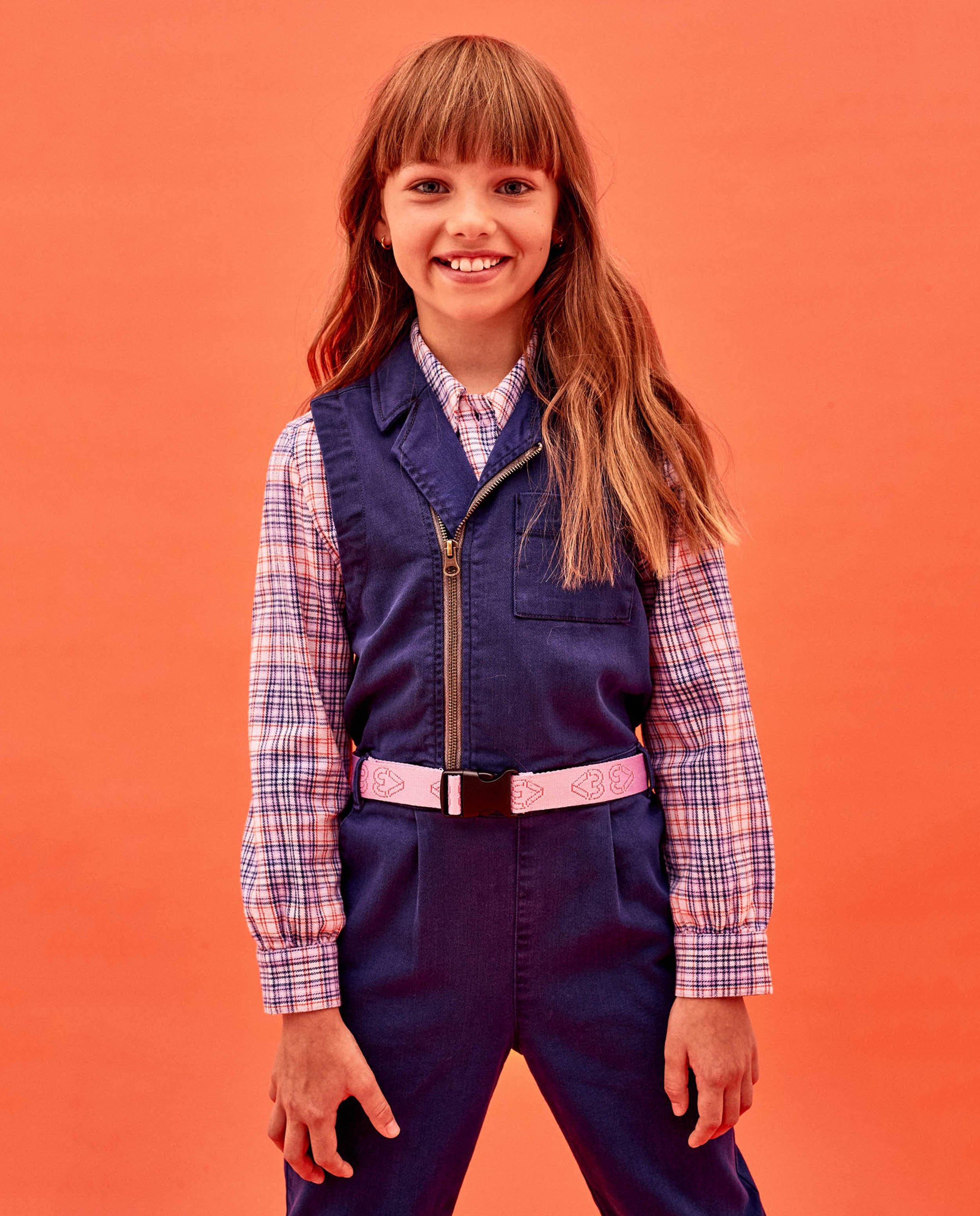 Blauw jumpsuit met roze riem - null - CKS