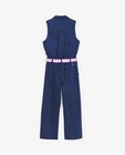 Jumpsuit - Blauw jumpsuit met roze riem