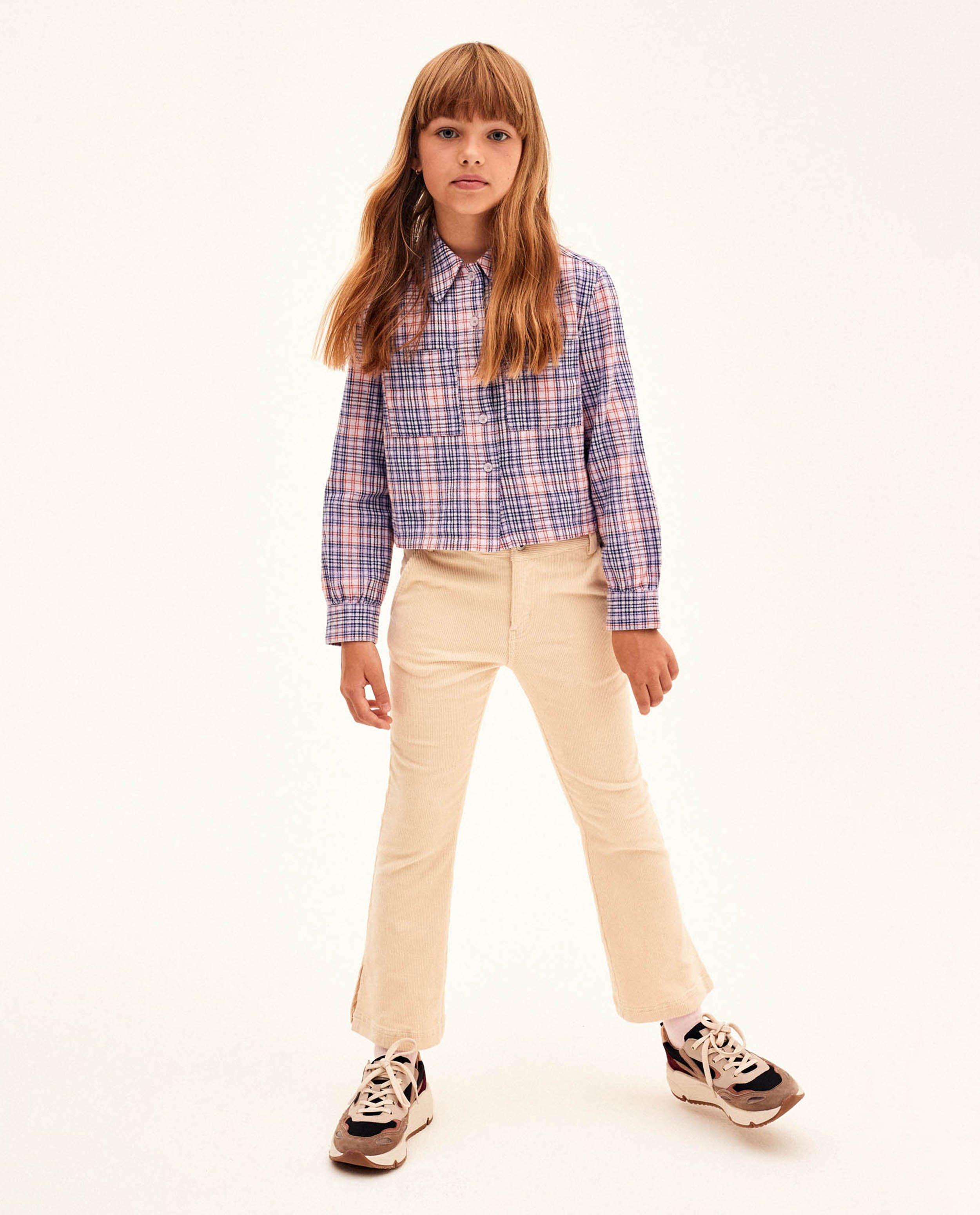 Beige flared broek van ribfluweel - null - CKS