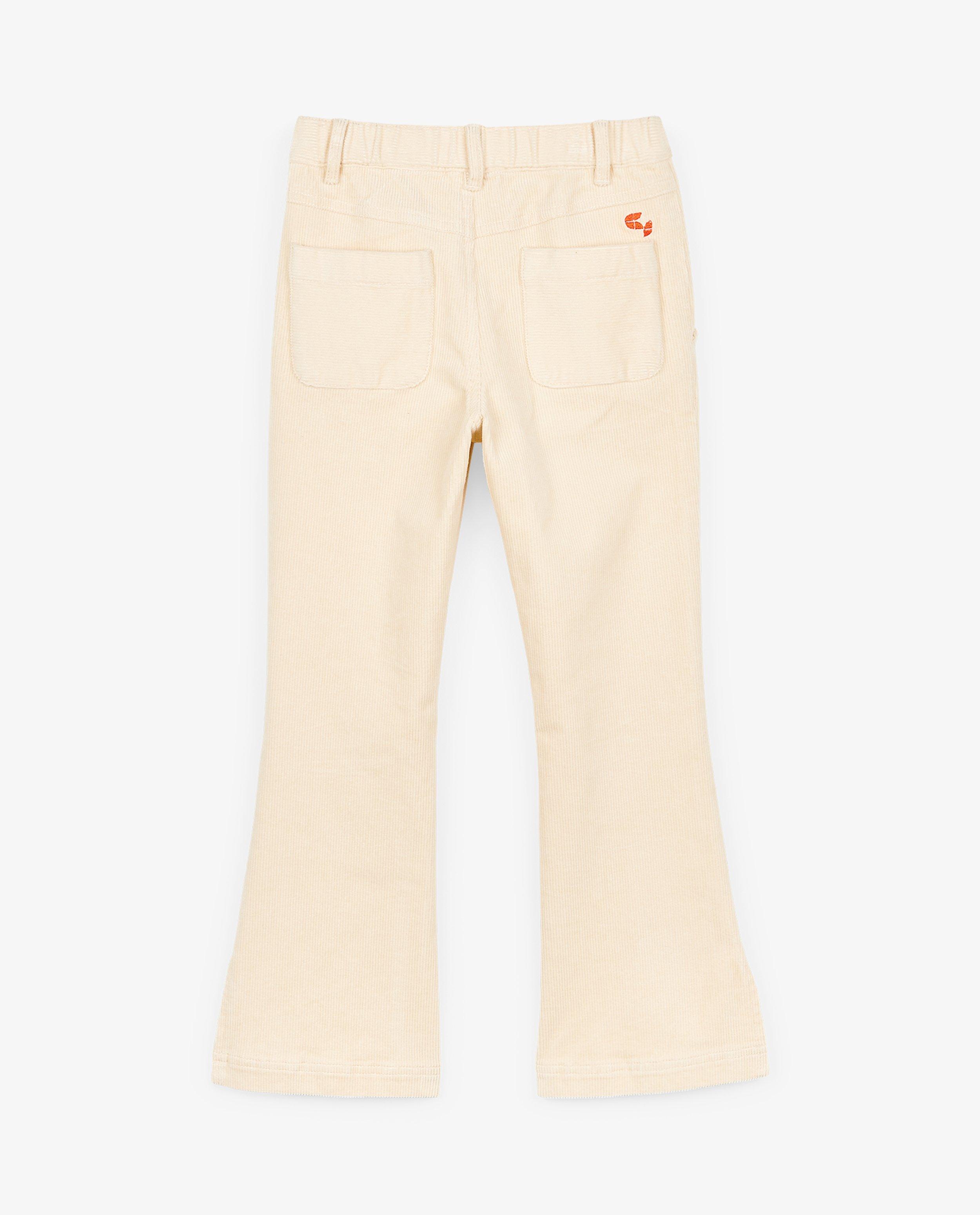 Broeken - Beige flared broek van ribfluweel