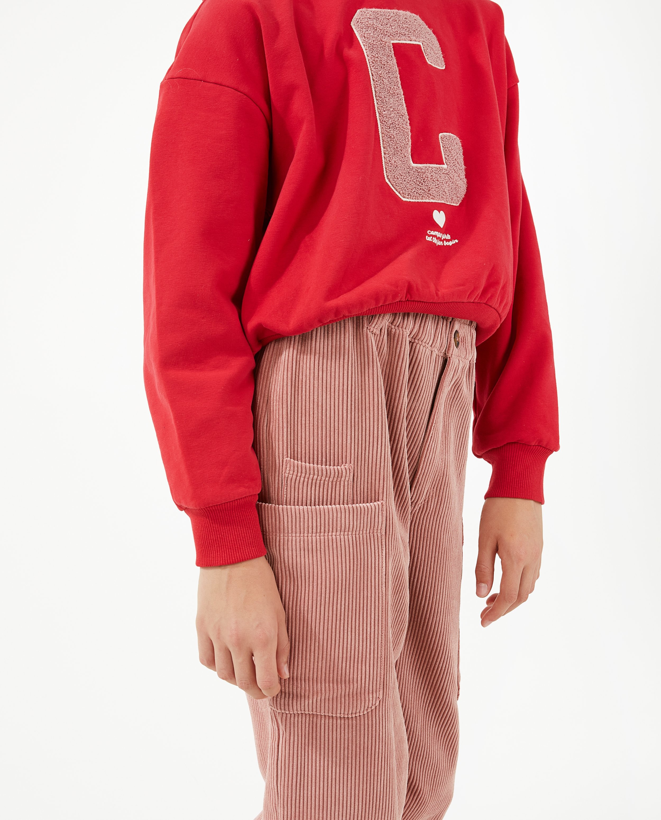 Pantalons - Pantalon rose en velours côtelé