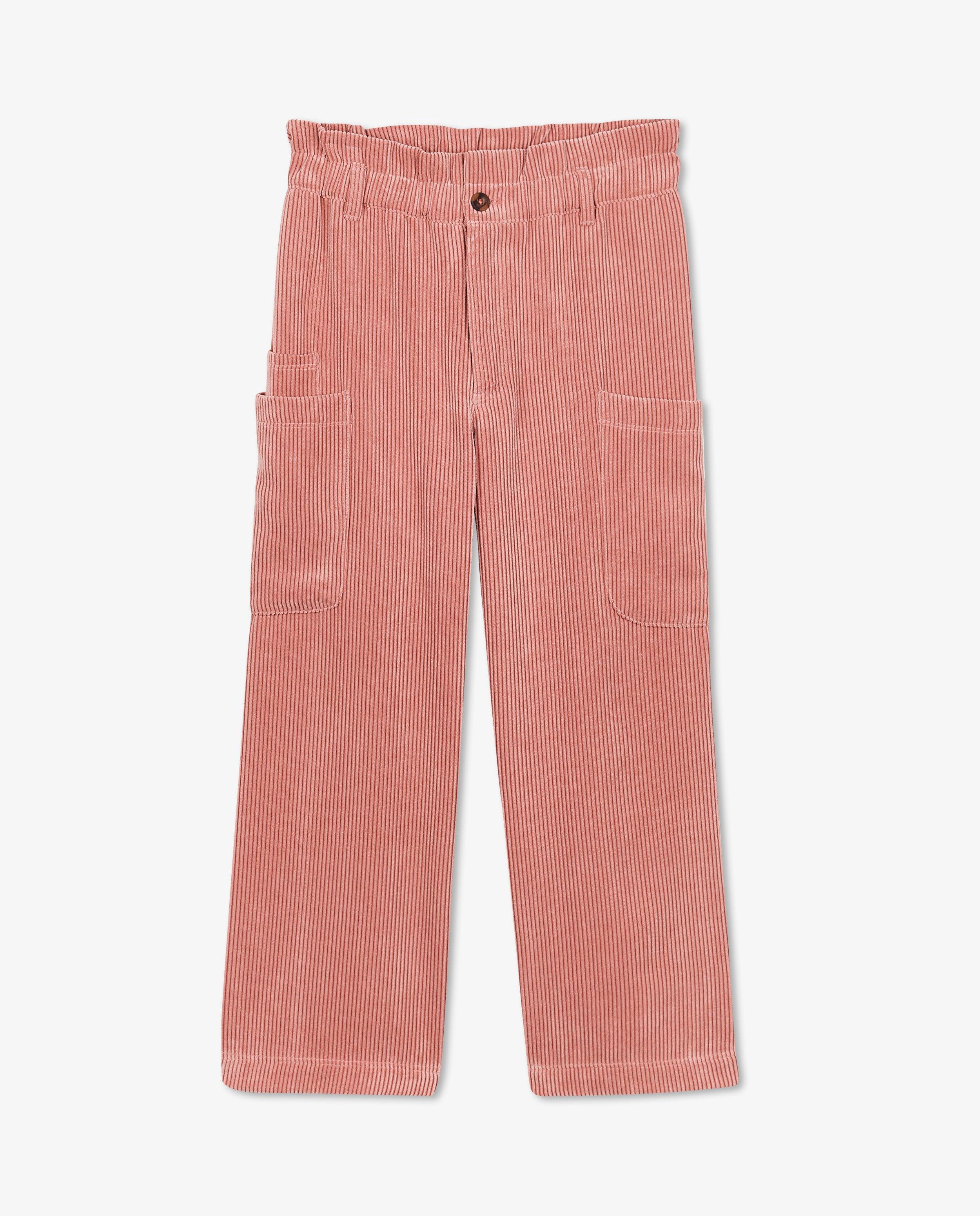 Pantalons - Pantalon rose en velours côtelé