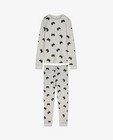 Nachtkleding - Grijze pyjama met rib en print