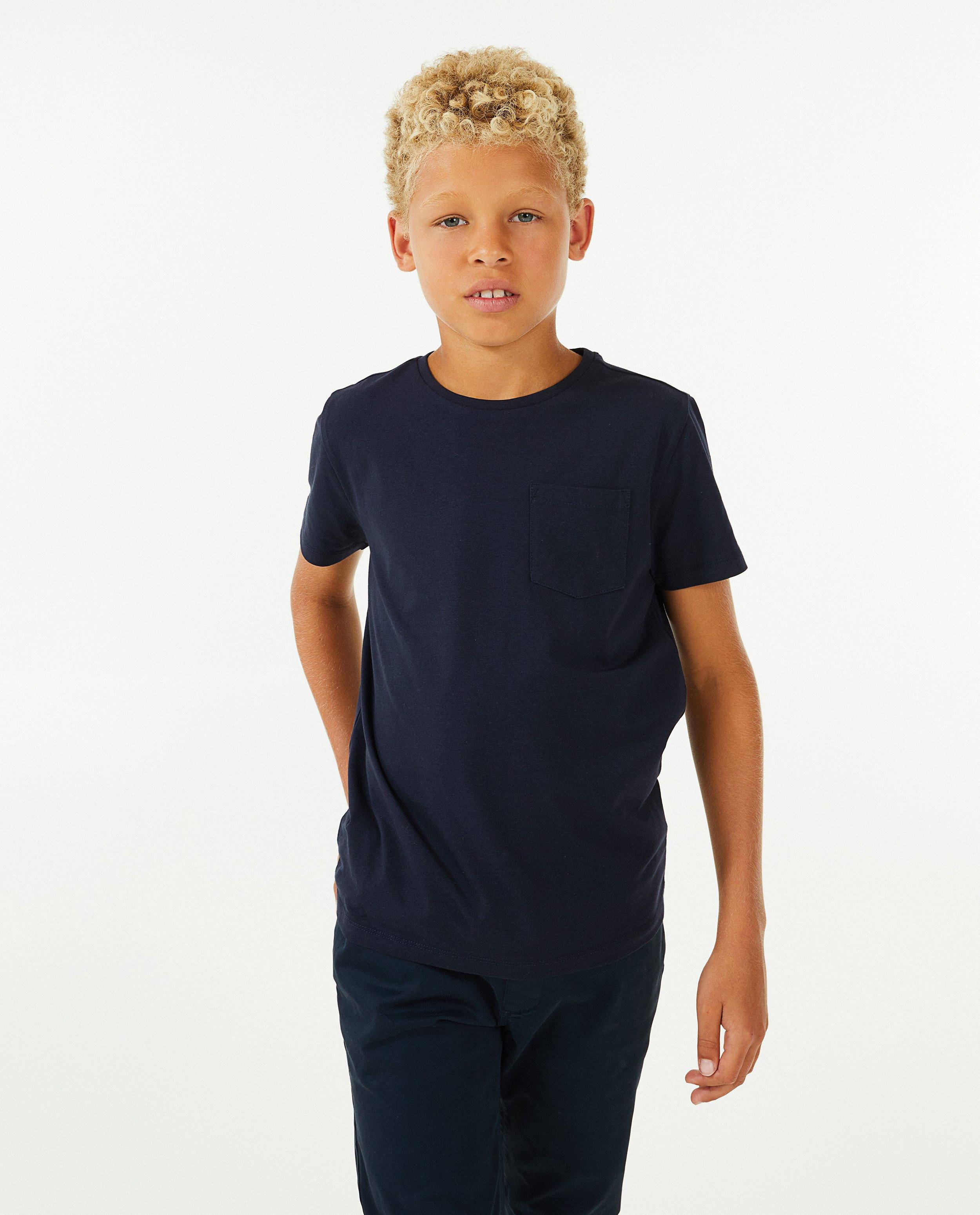 T-shirts - T-shirt bleu foncé à poche de poitrine