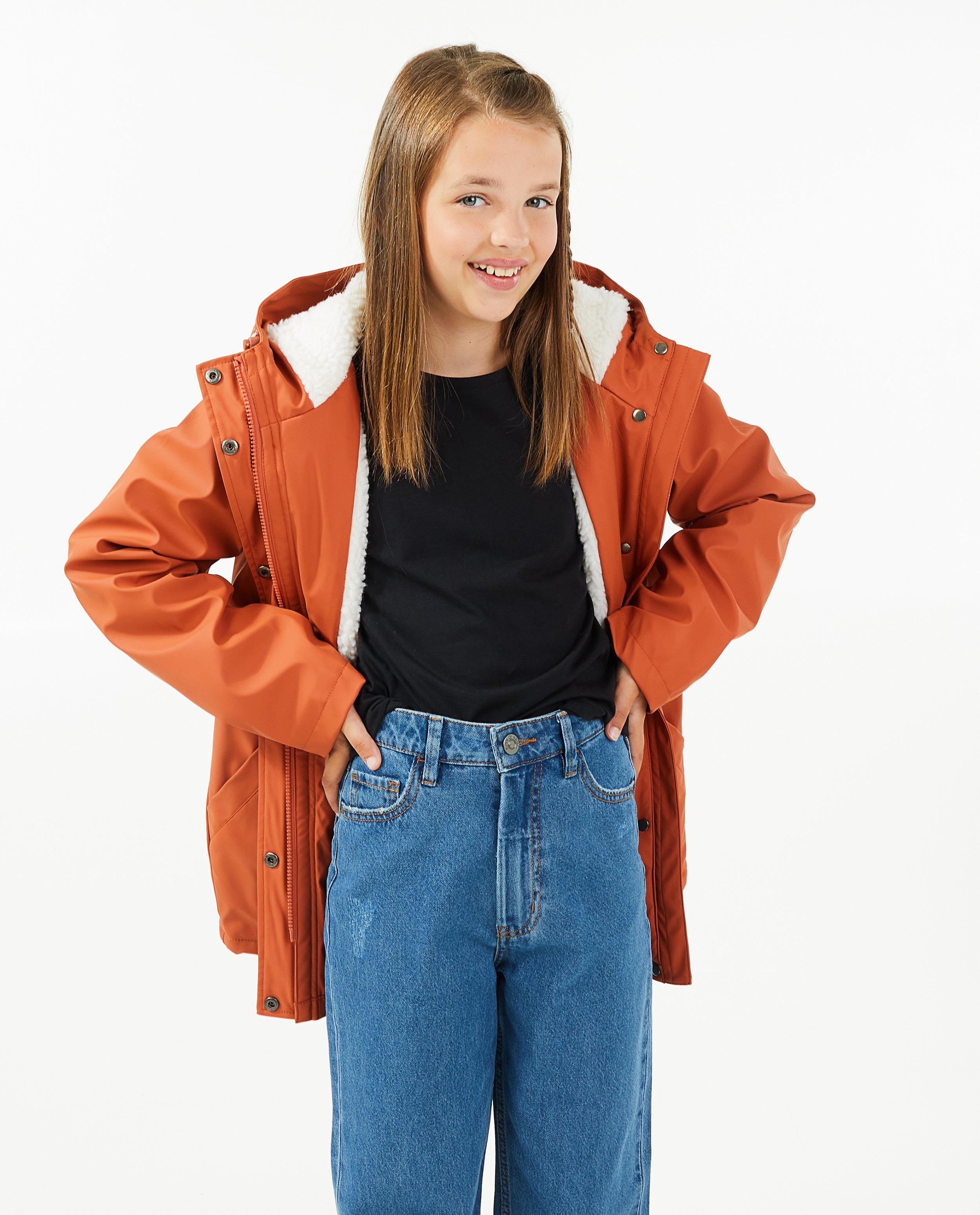 Poncho's en teddy's - Rubberen regenjas in oranje
