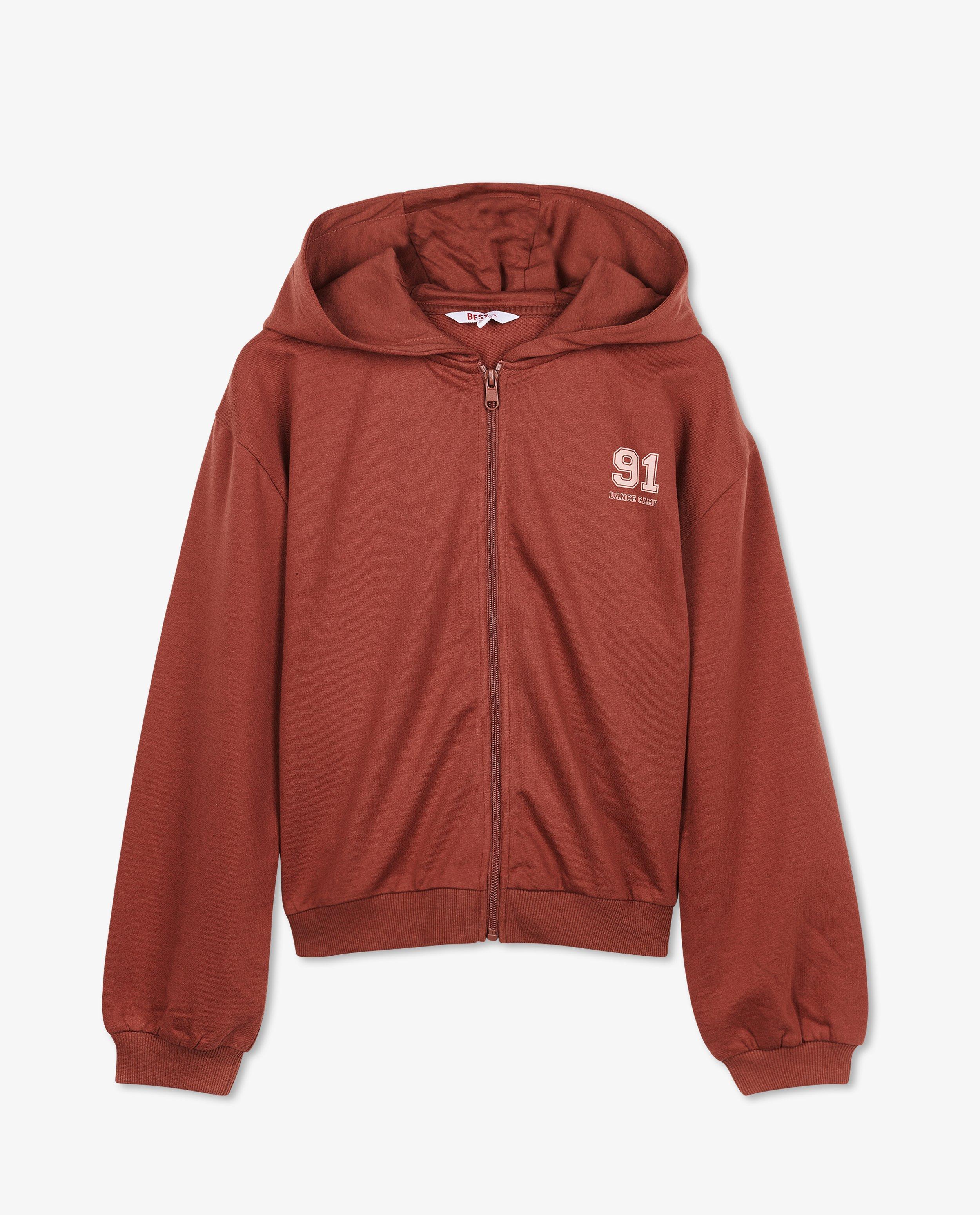 Cardigan - Bruin sweatvest met kap