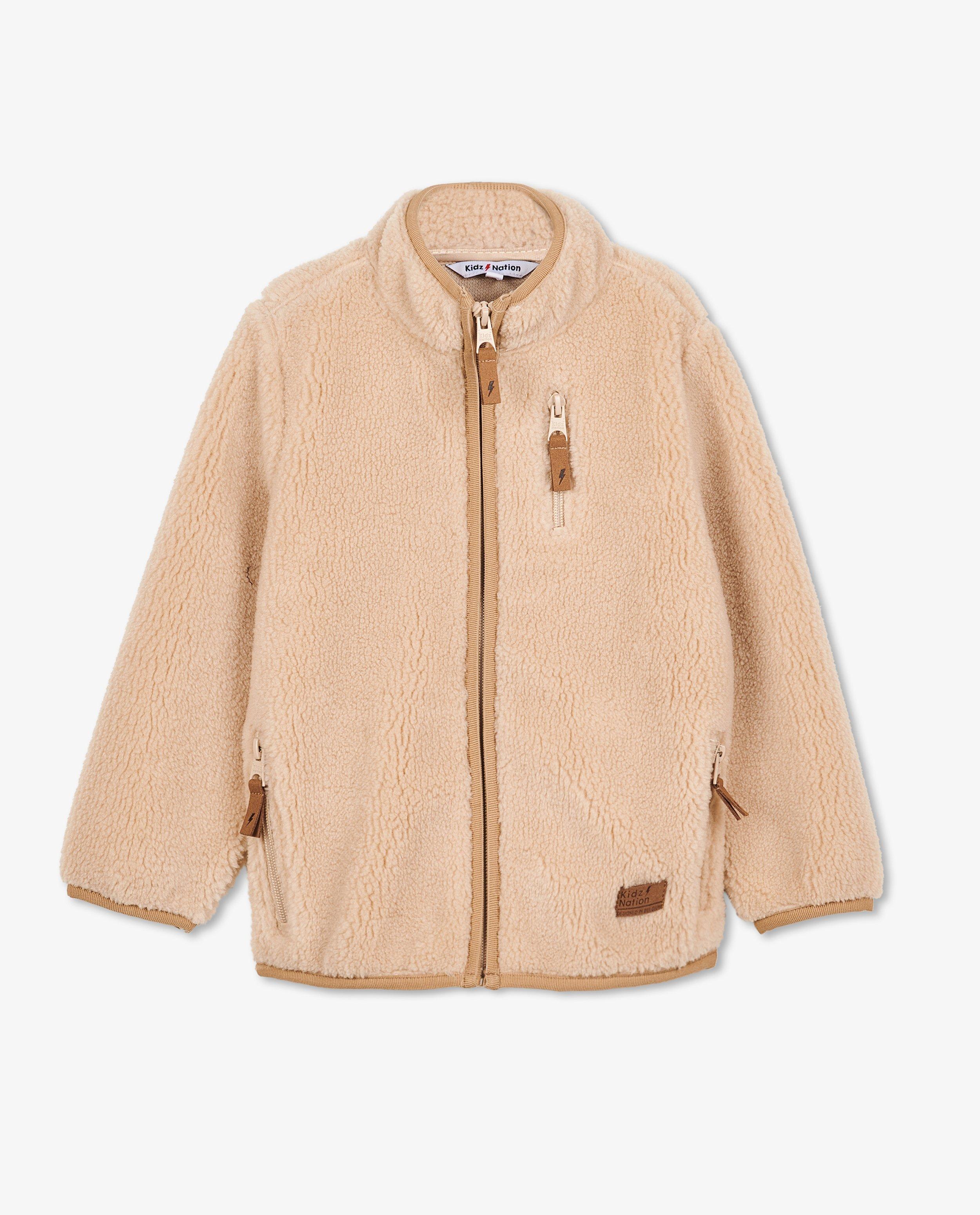 Cardigan - Ecru vest van teddy