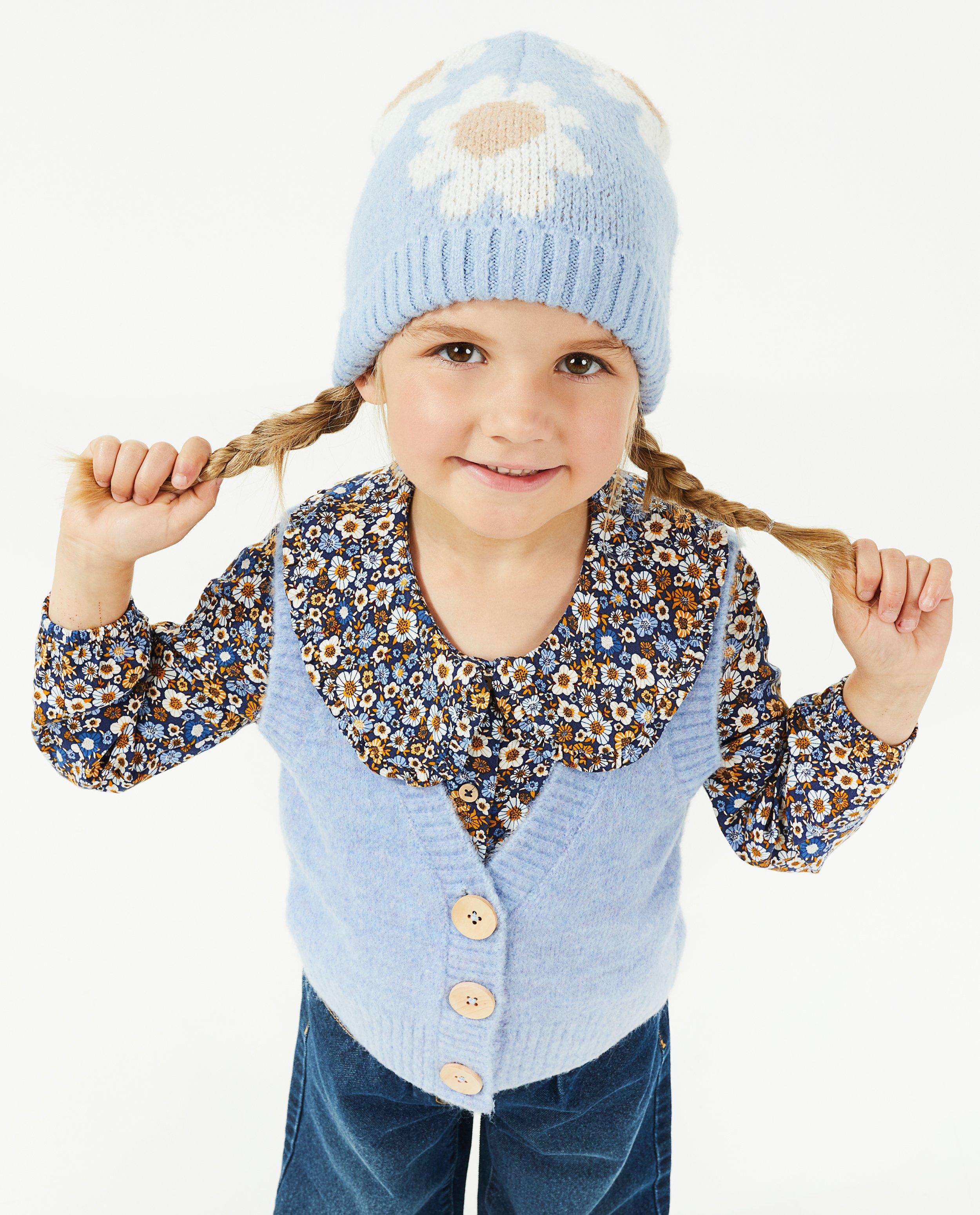 Blauwe muts met bloemen - null - Milla Star