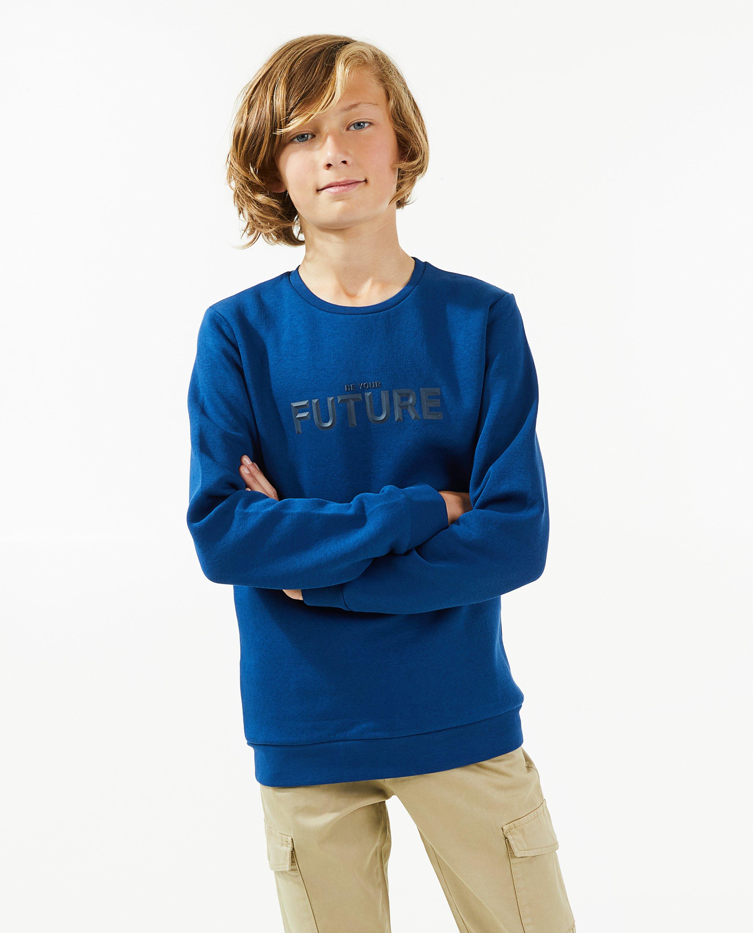 Sweats - Sweat bleu à imprimé caoutchouté