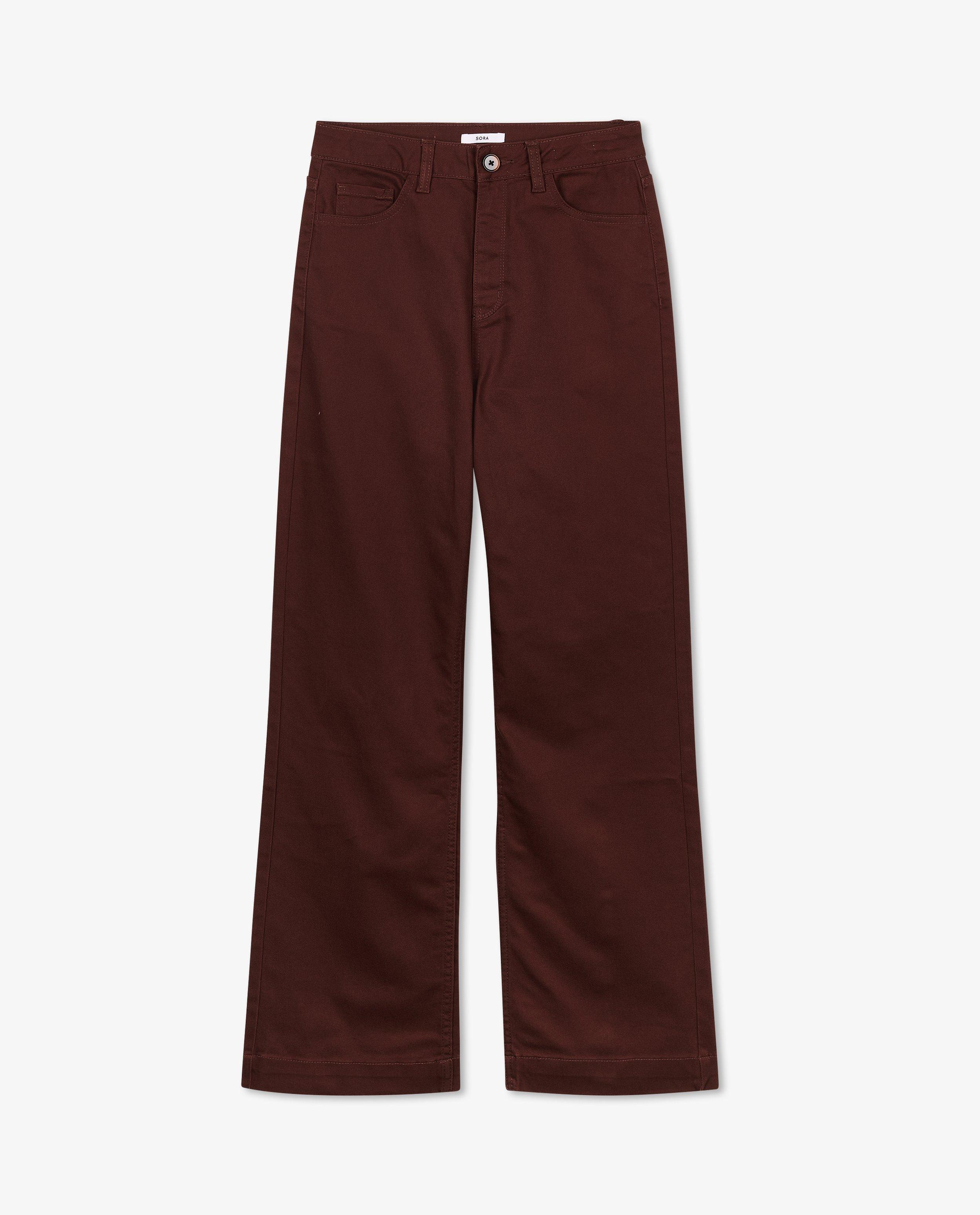 Broeken - Donkerbruine wide leg broek