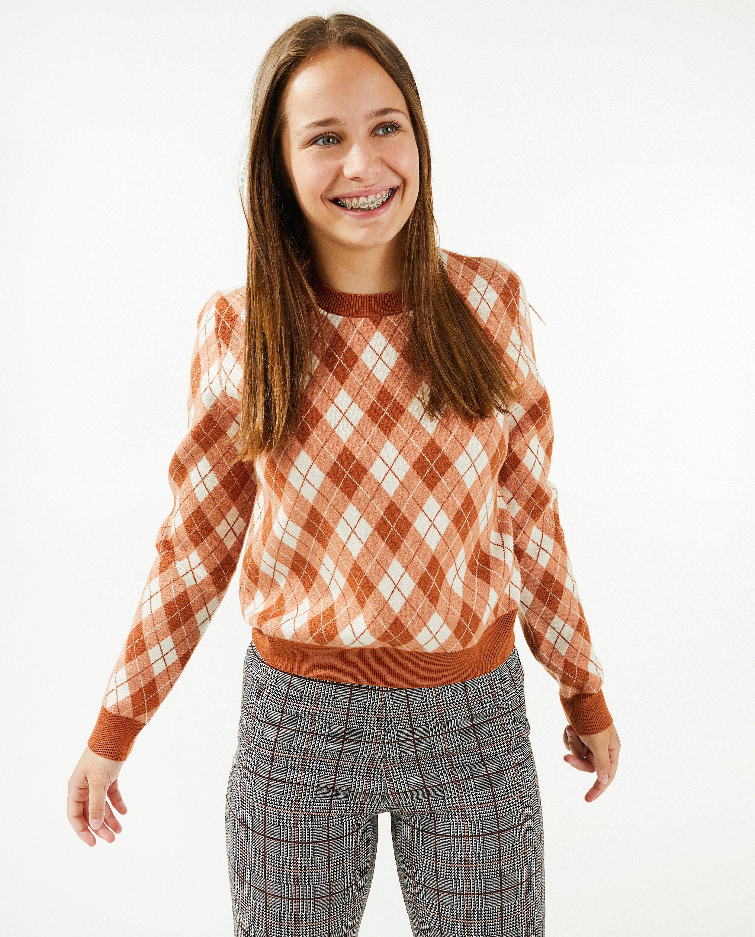 Bruine trui met ruiten - Product Detail - bruin - afbeelding nummer 2