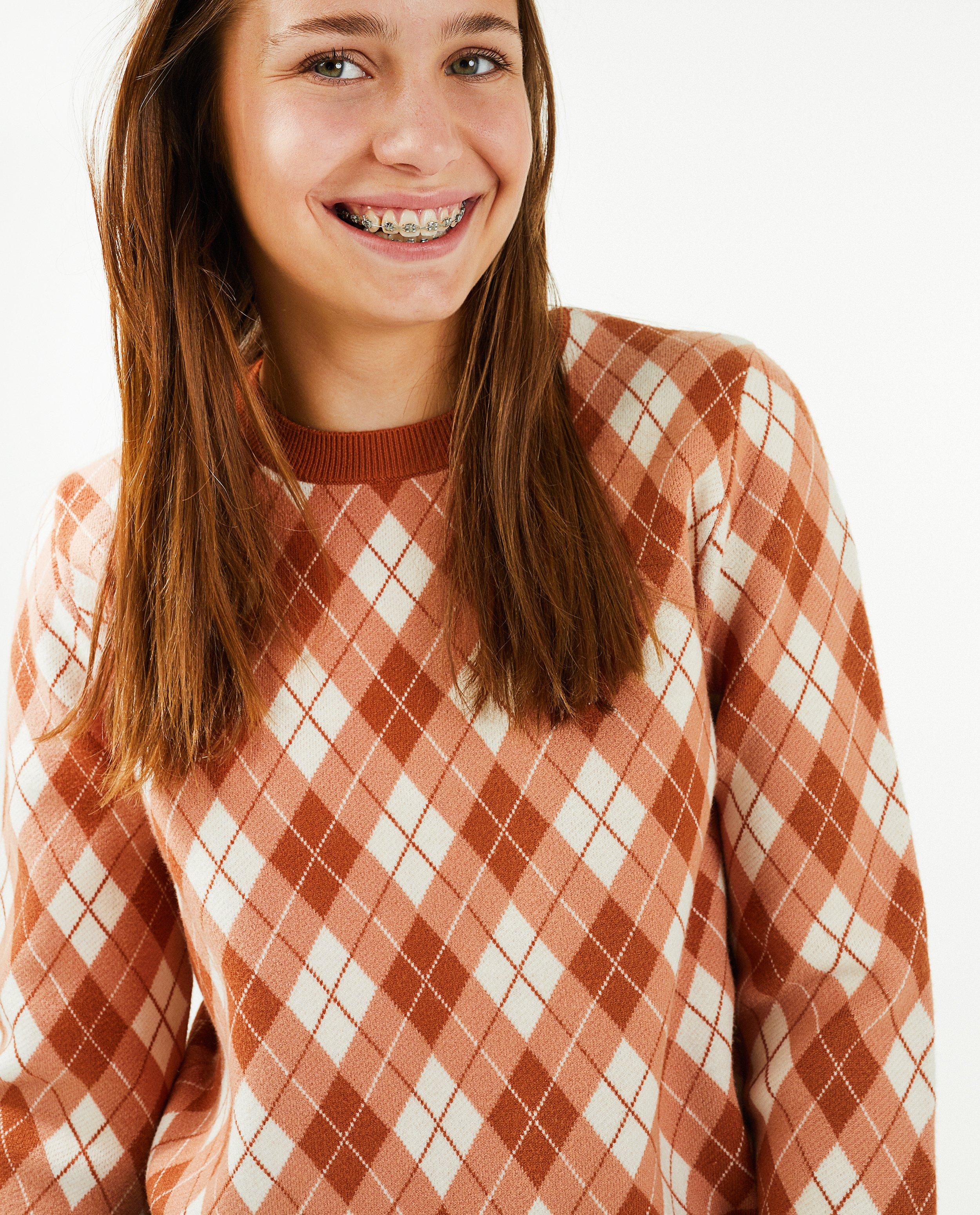 Bruine trui met ruiten - Product Detail - bruin - afbeelding nummer 4