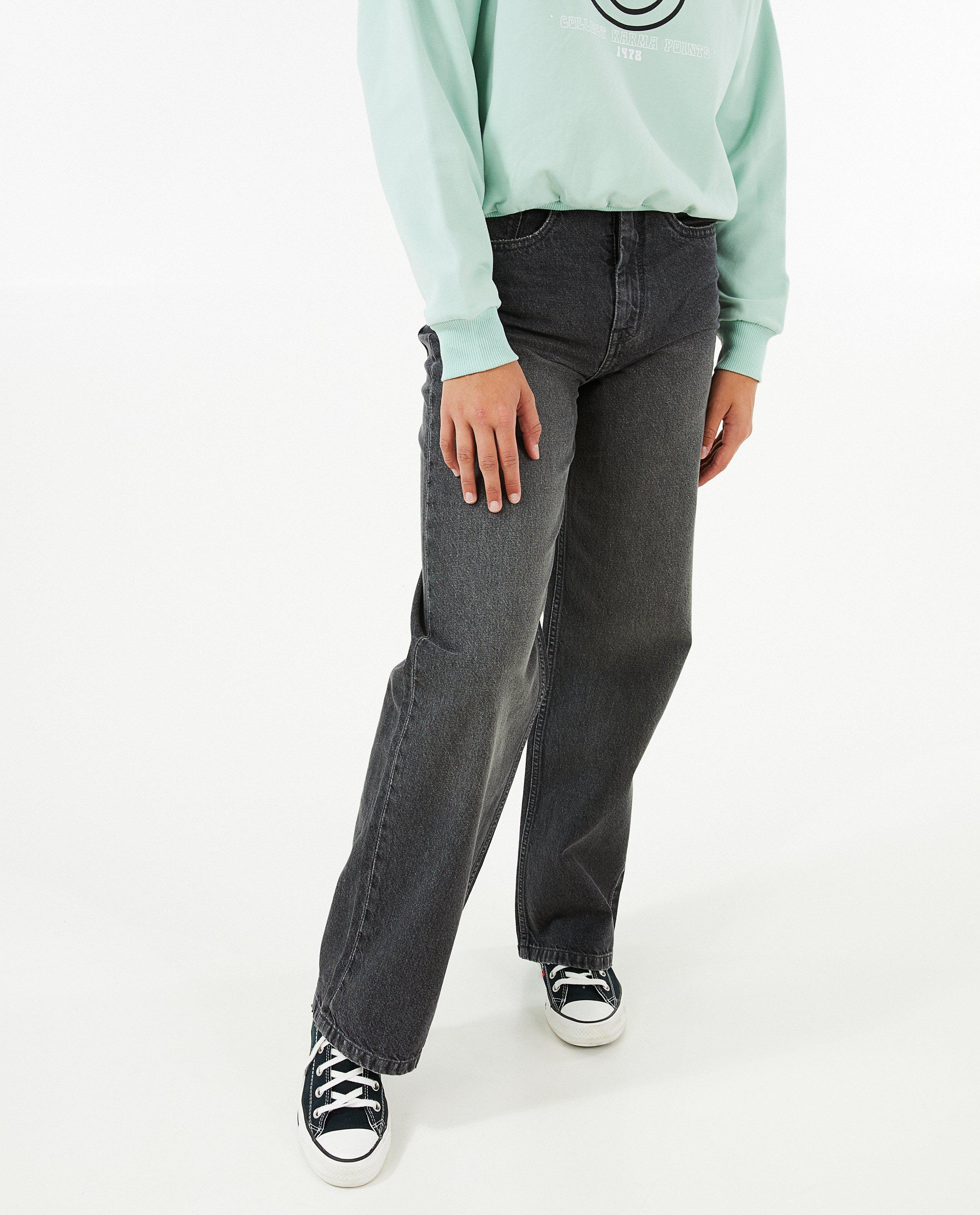 Jeans - Donkergrijze jeans met flared fit