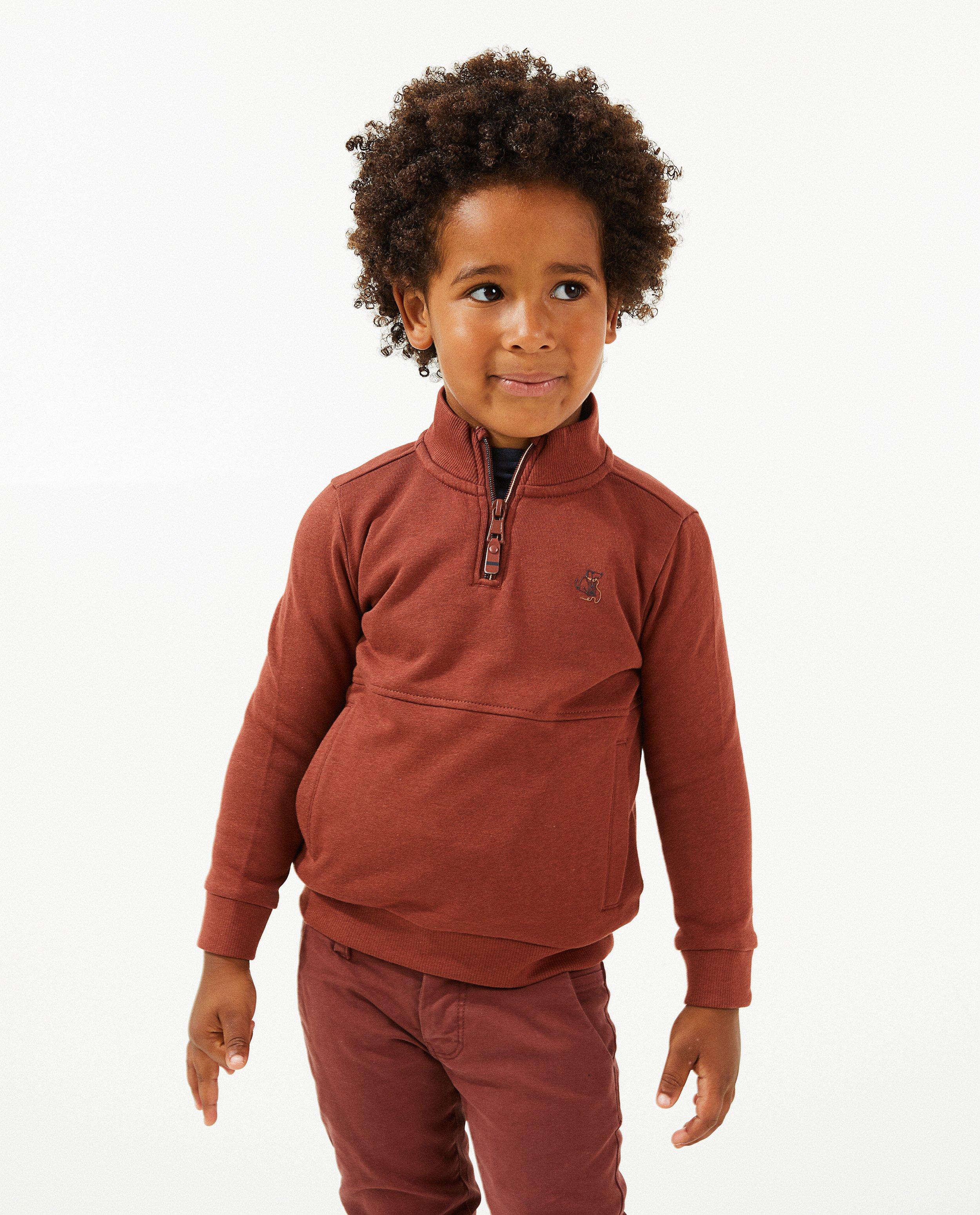Sweats - Sweat rouge-orange avec fermeture à glissière
