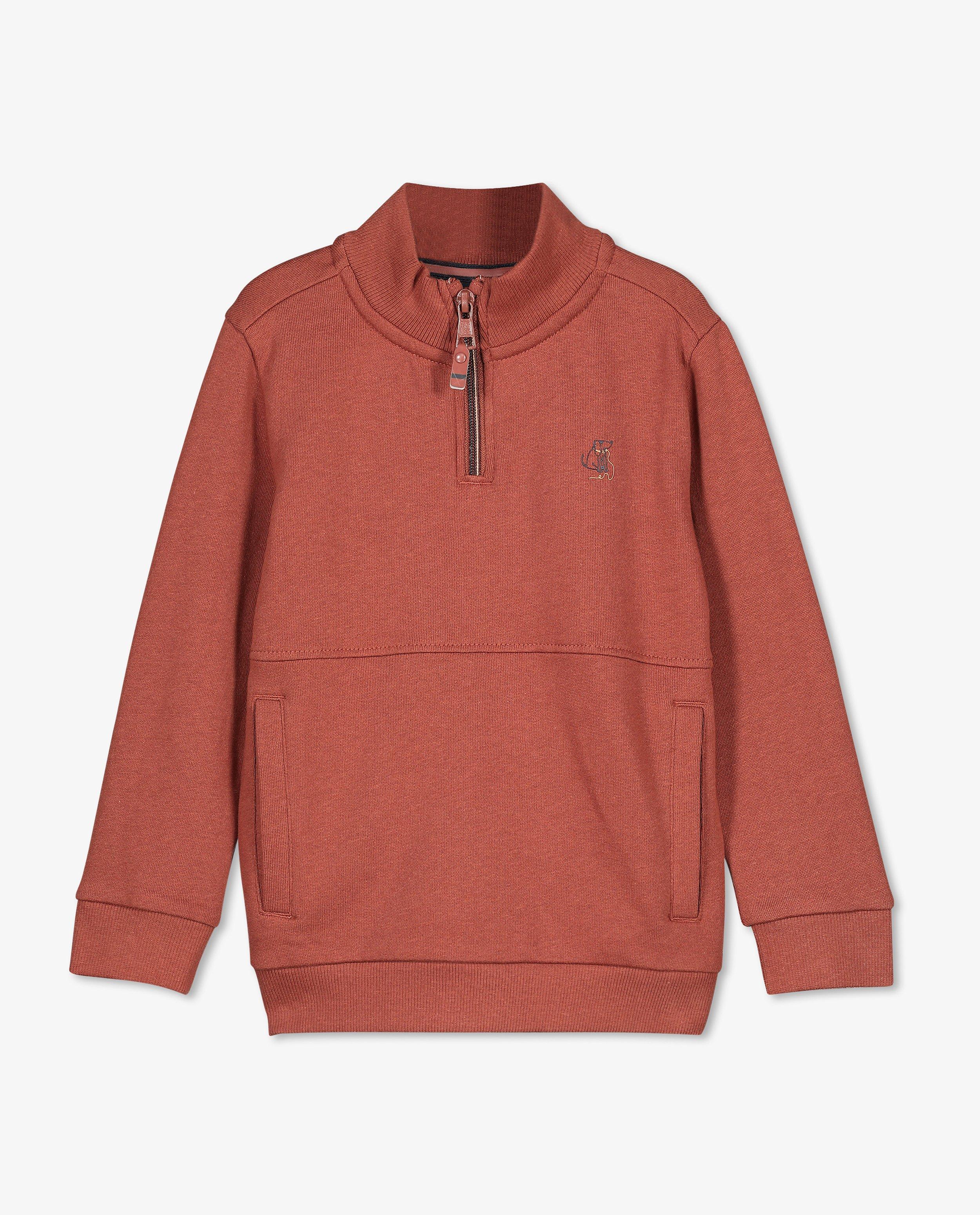 Sweats - Sweat rouge-orange avec fermeture à glissière