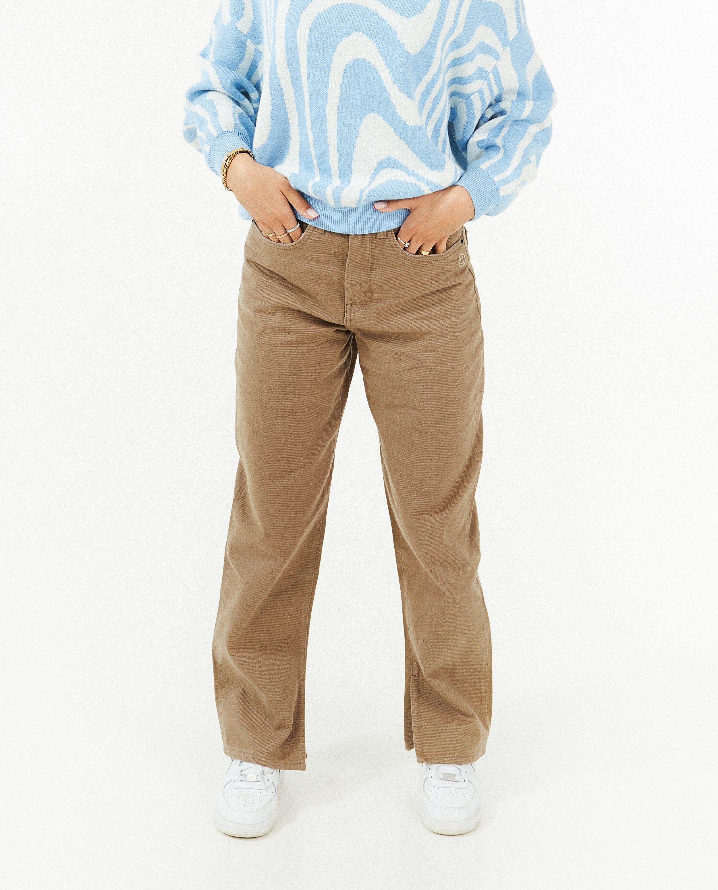 Jeans - Bruine jeans, wide leg fit